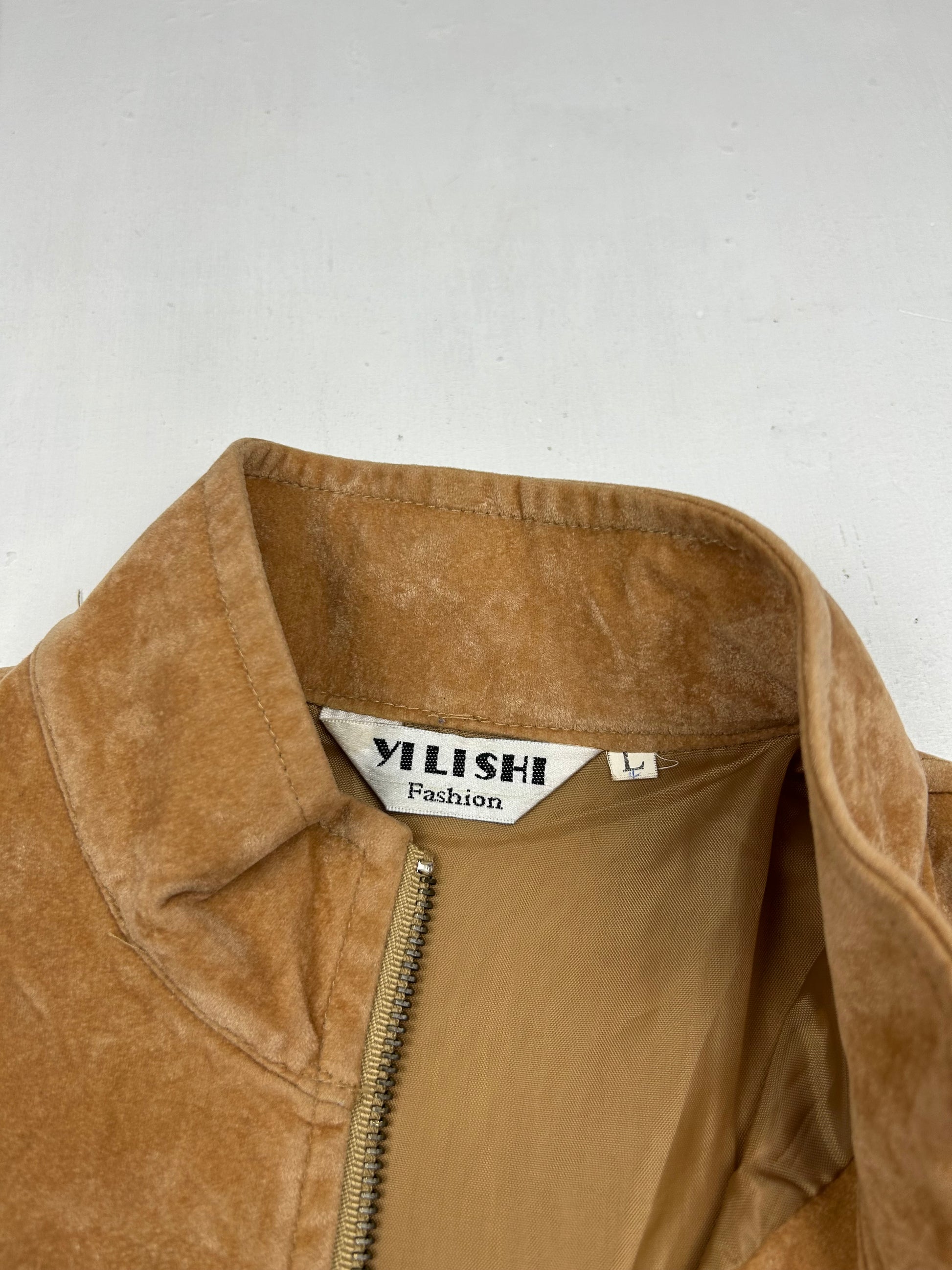 Beige suede leather zip up jacket (M/L)