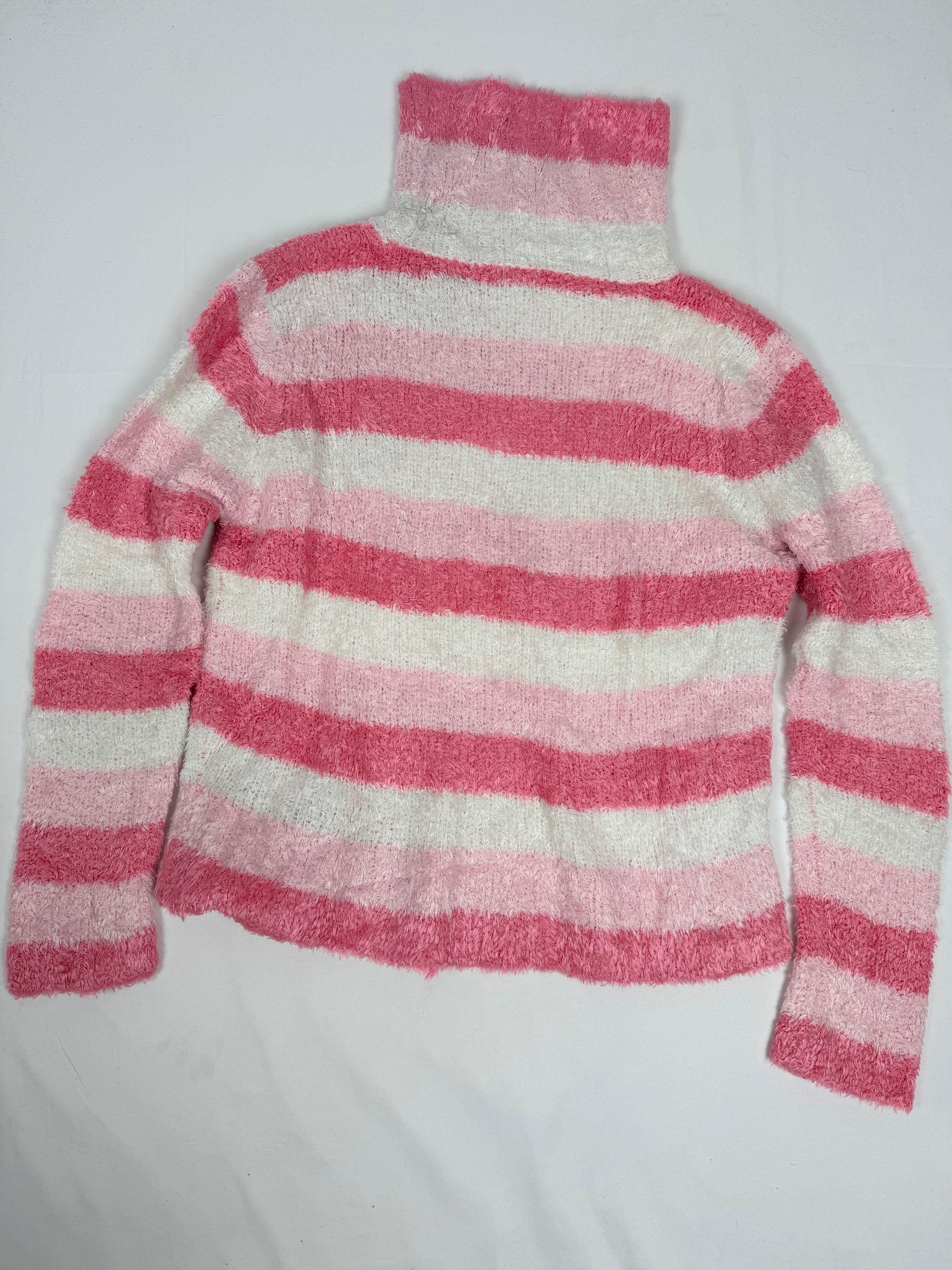 Pink striped super soft turtleneck jumper (M/L)