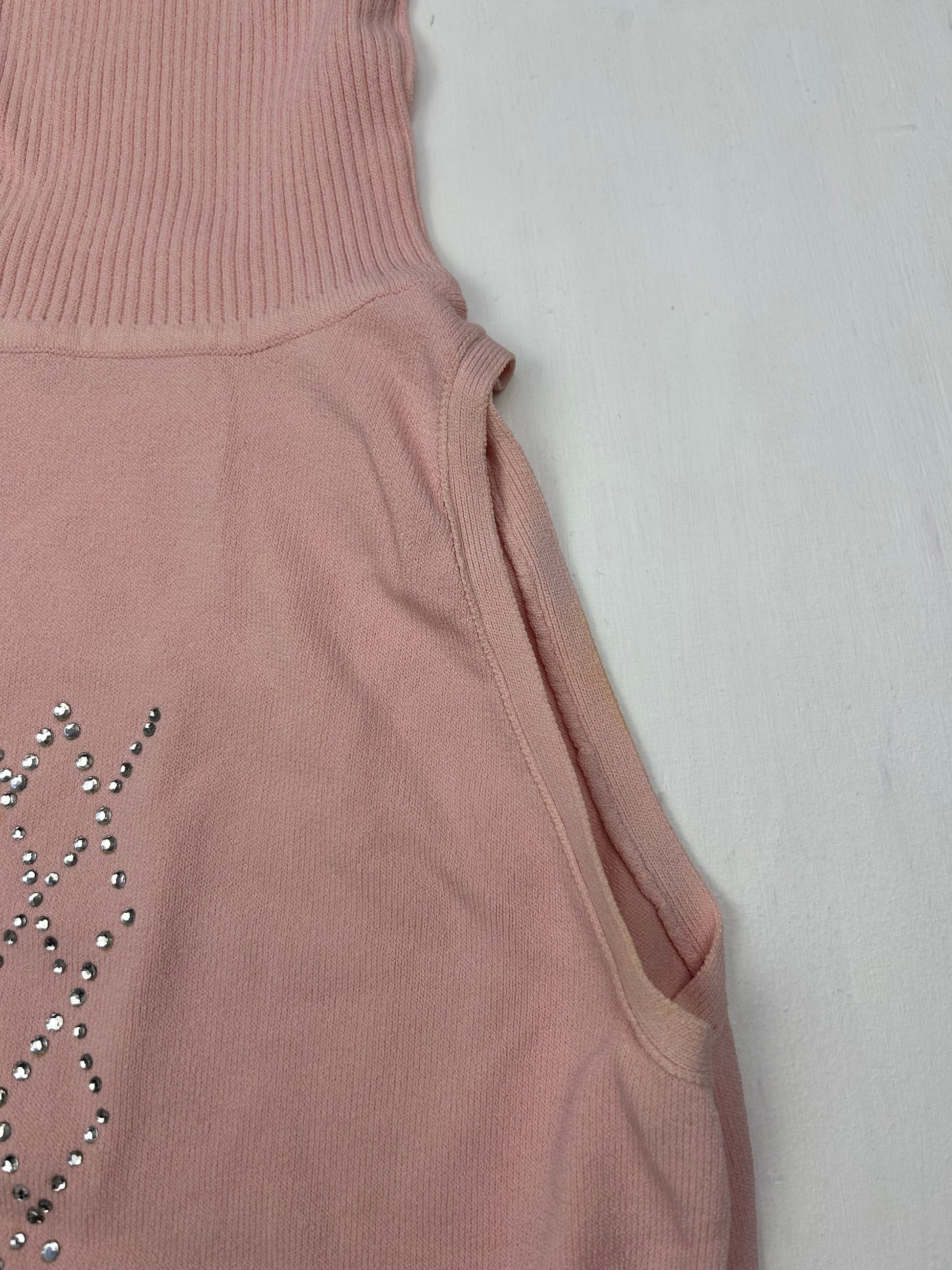 Baby pink turtleneck top + cardigan jumper (XS)