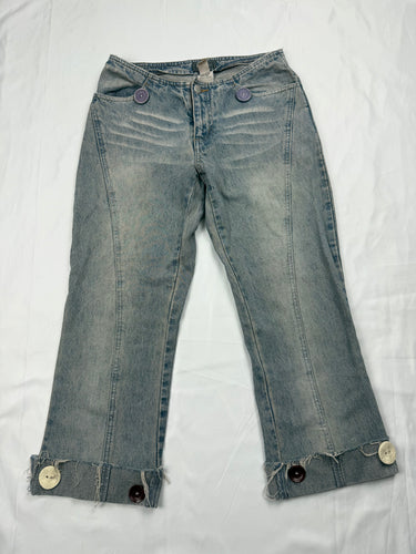 Grey denim low rise capri pants (XS)