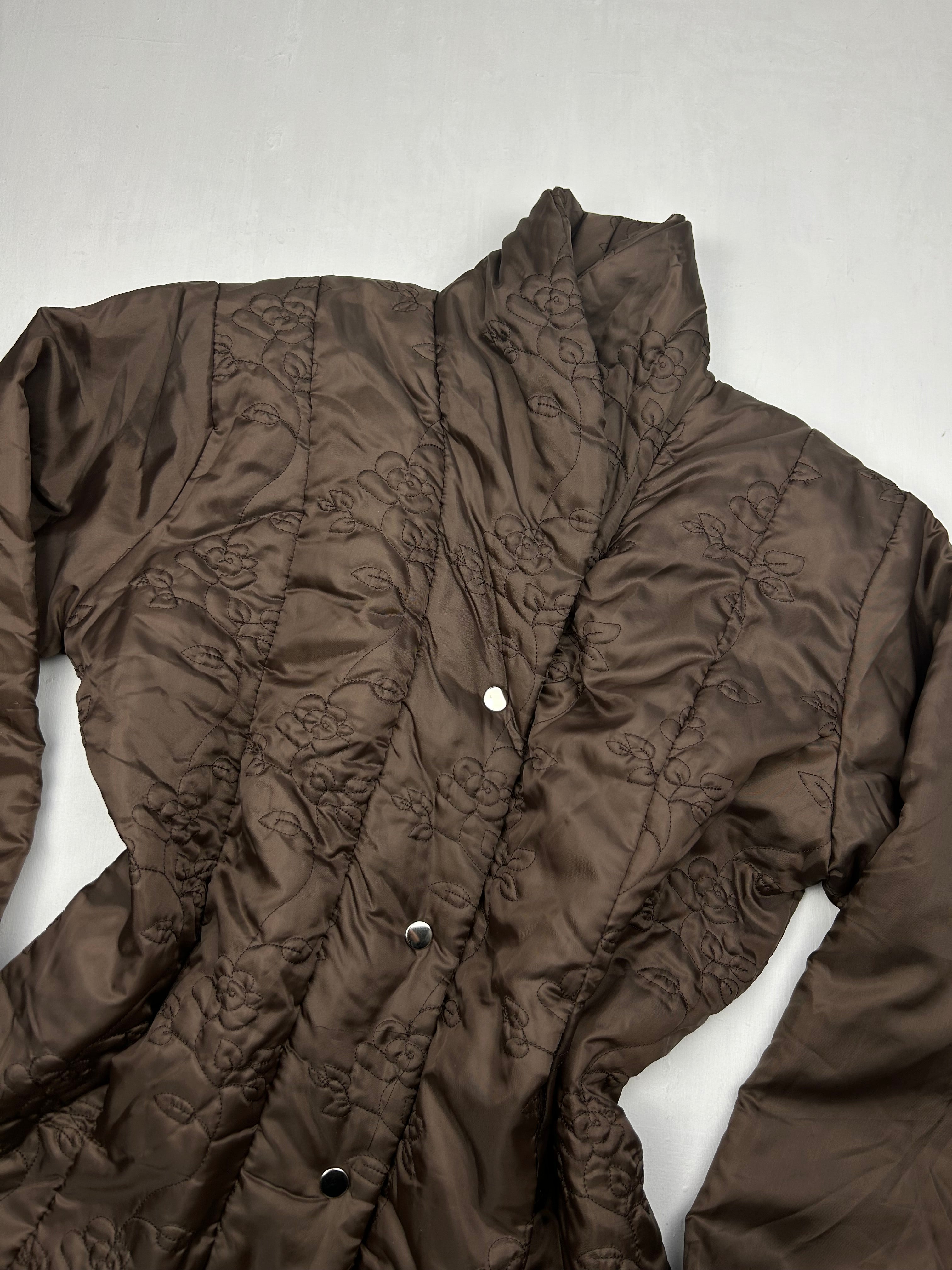 Brown lightweight embroidered puffer jacket (XL)
