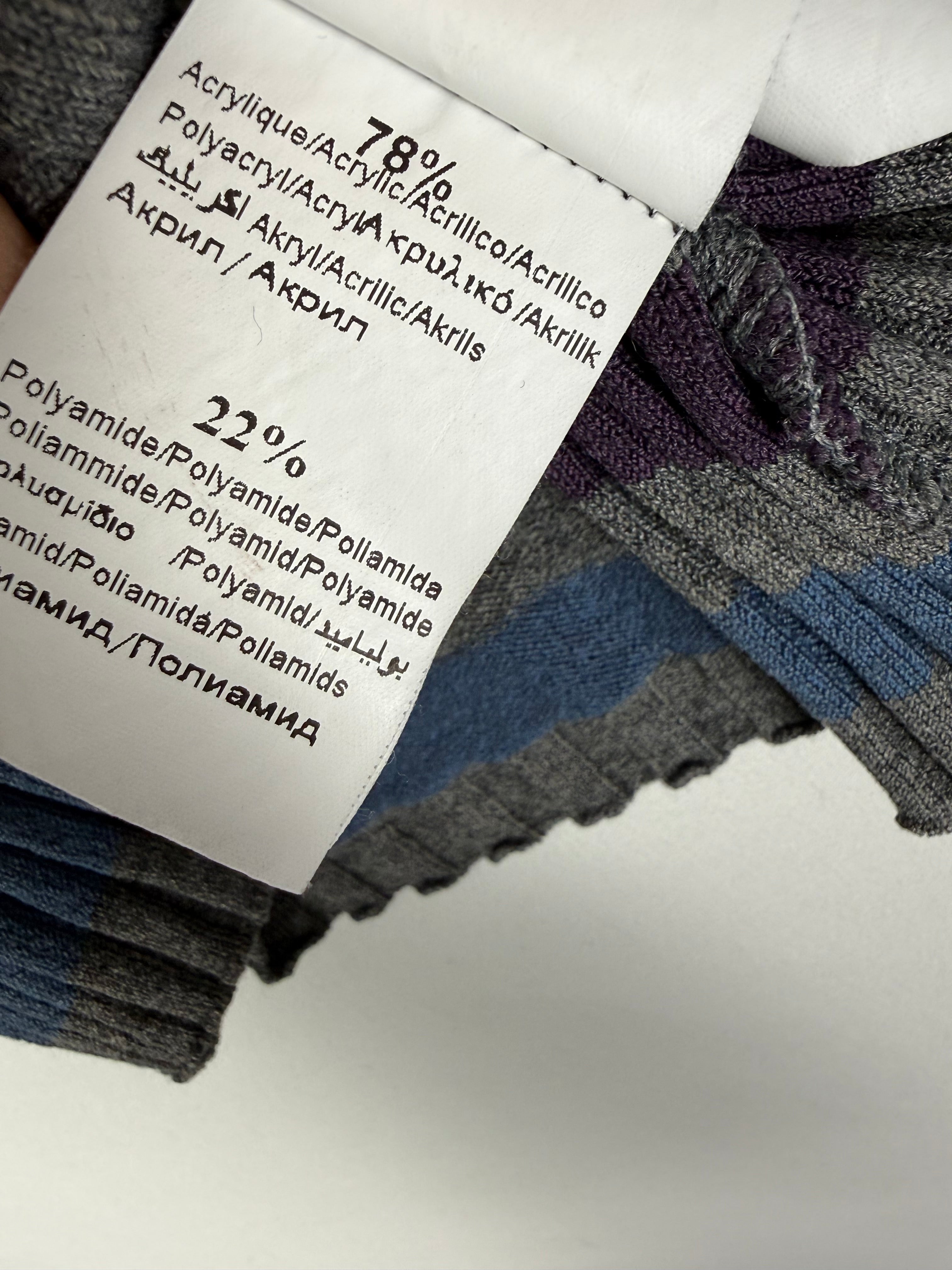 Grey striped V neck jumper (L)