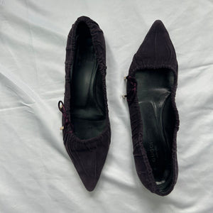 Purple 100% suede leather pointed toes ballets shoes (36)