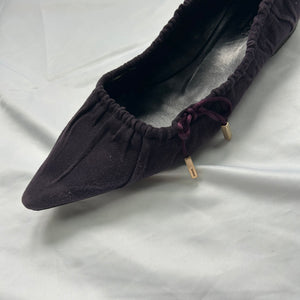 Purple 100% suede leather pointed toes ballets shoes (36)