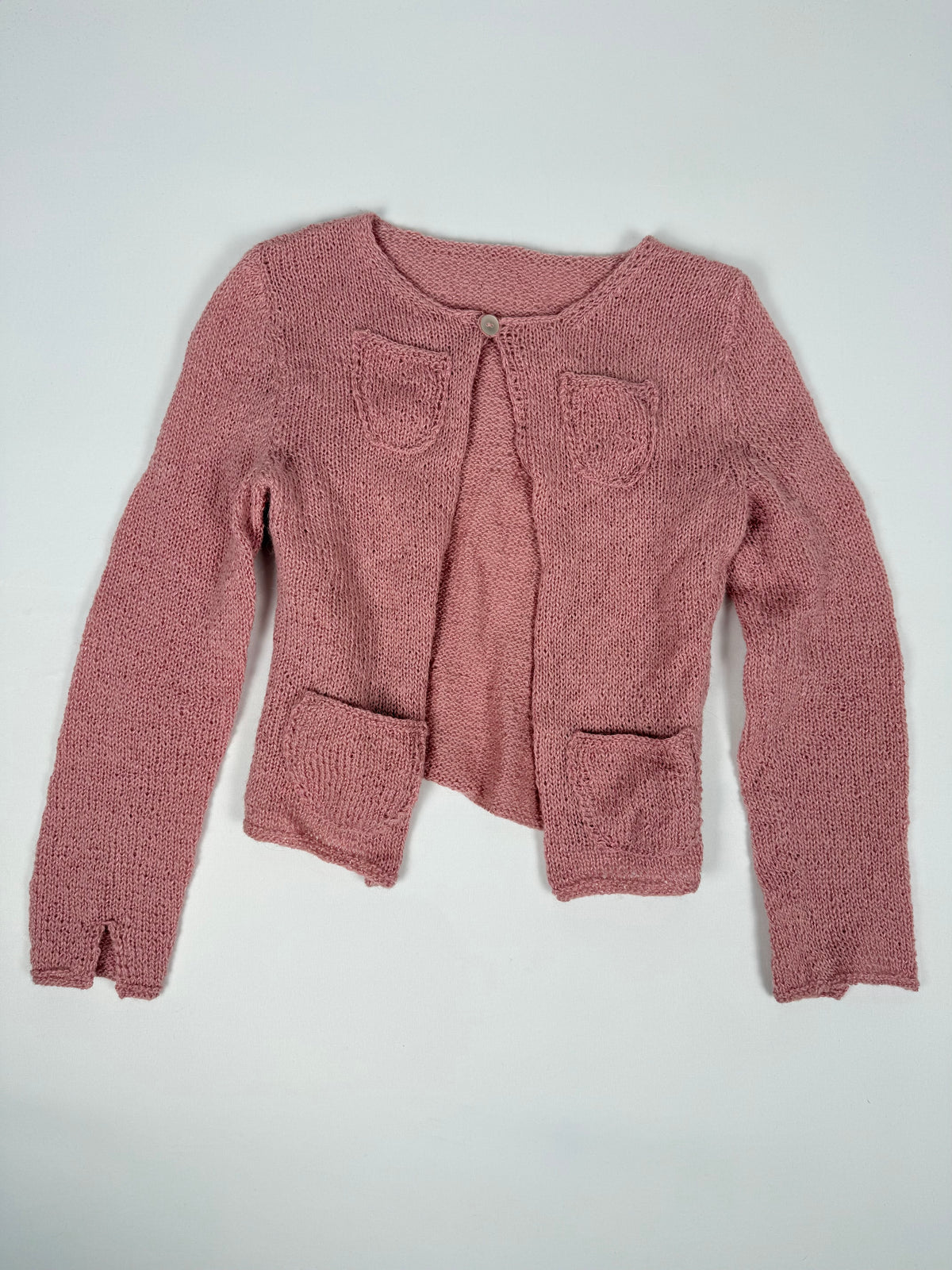 Pink knitted cardigan jumper (L)
