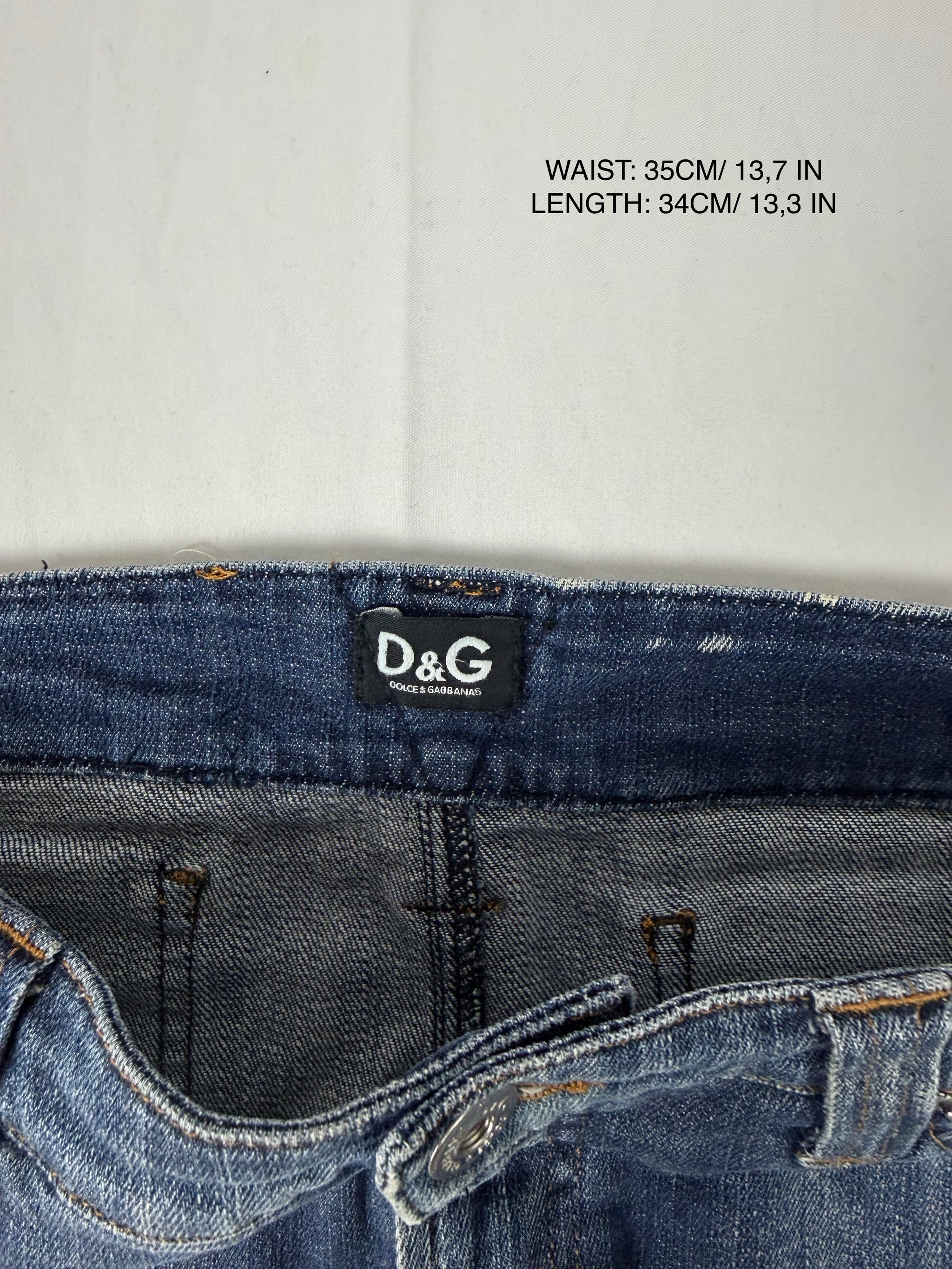 Blue denim low rise mini skirt (XS/S)