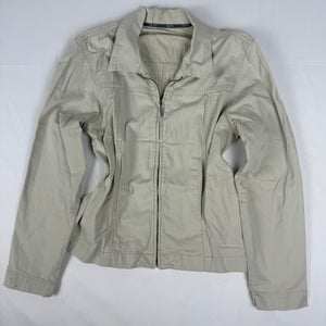 Beige cotton zip up tight fit jacket (L)