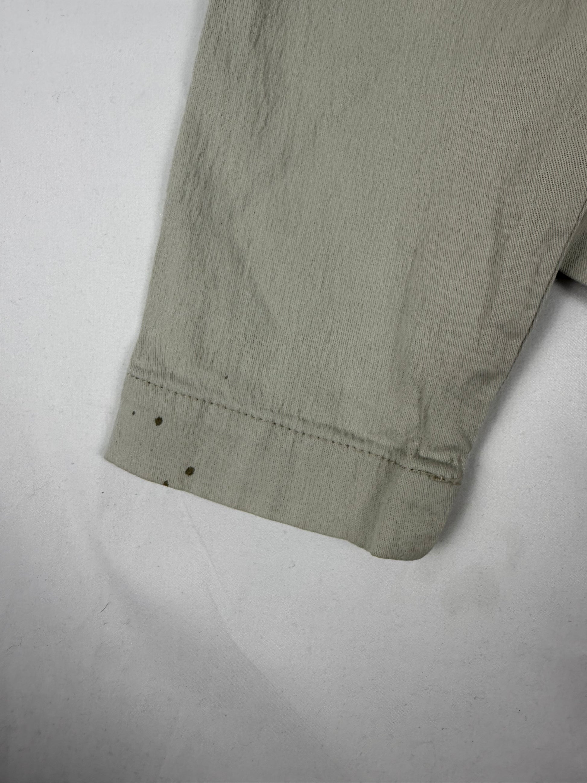 Beige cotton zip up tight fit jacket (L)