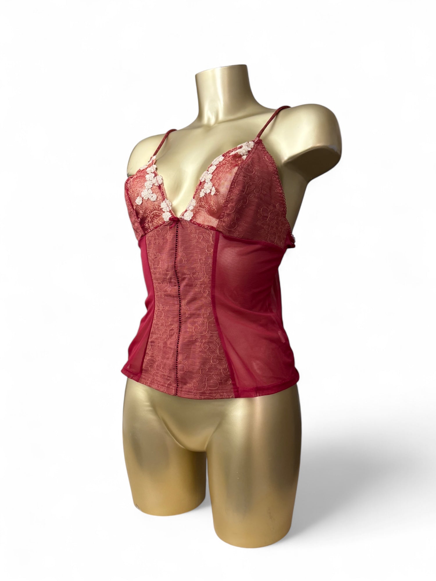 Burgundy mesh cami top (XL)