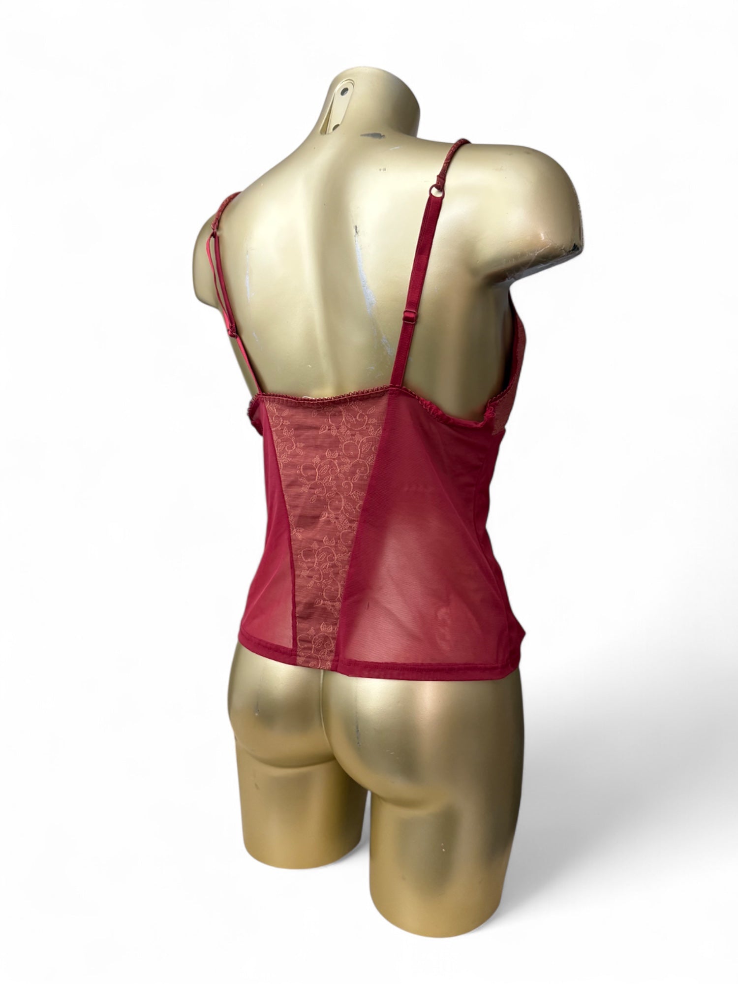 Burgundy mesh cami top (XL)