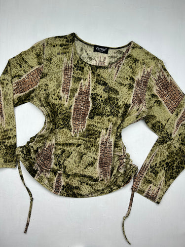 Khaki ruched long sleeves top (XL)