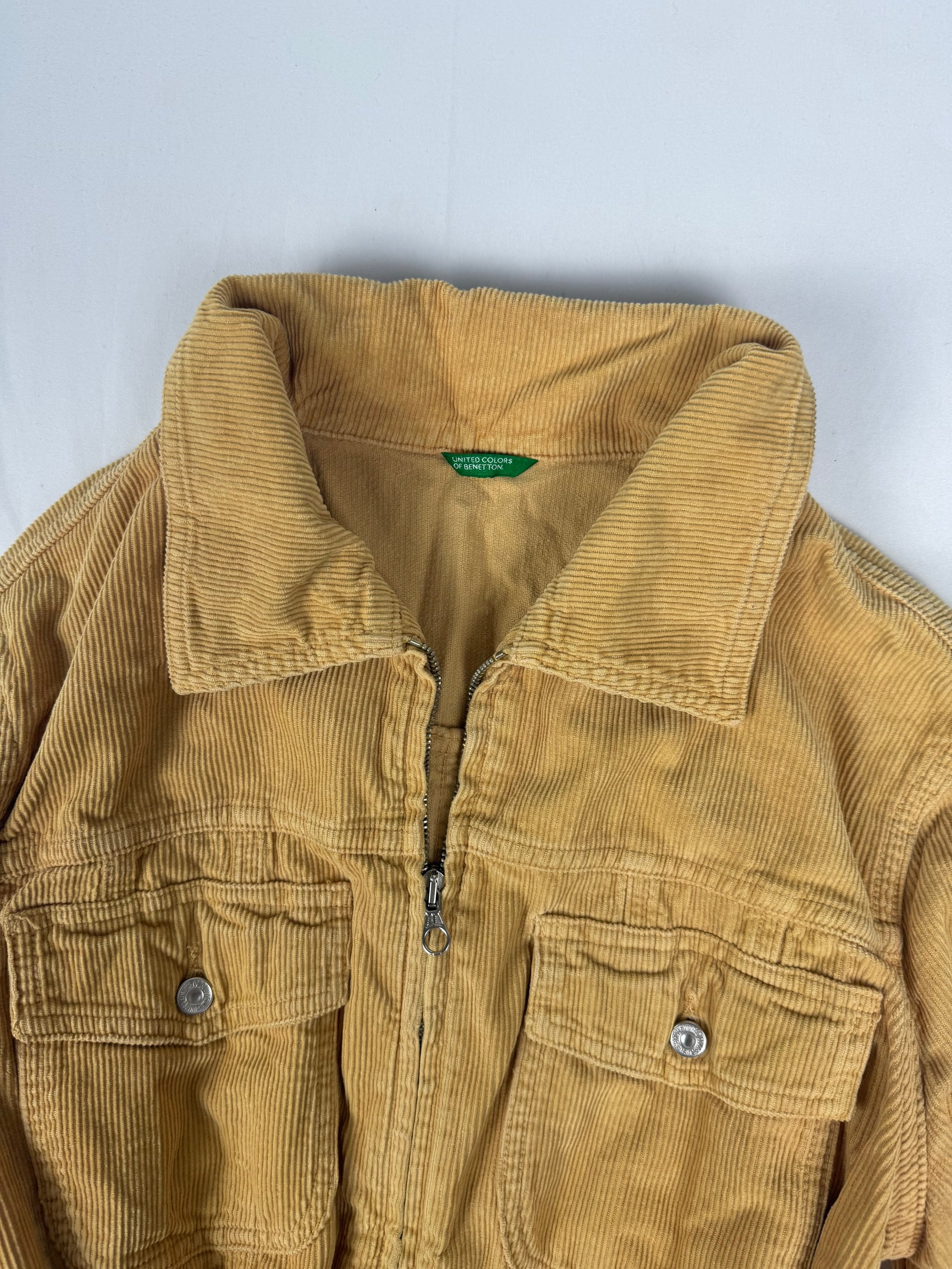 Mustard velvet ribbed denim jacket (M)