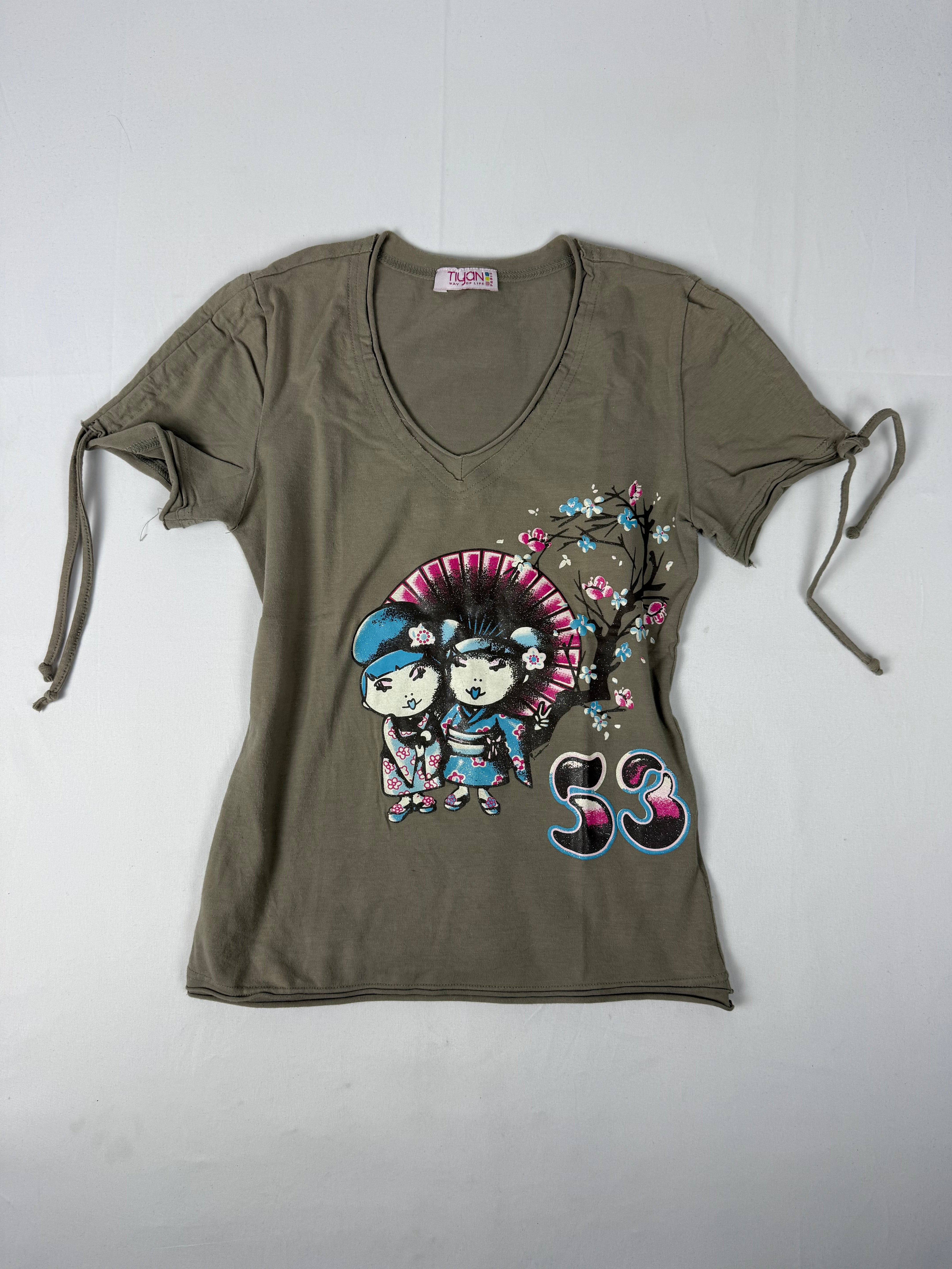 Khaki graphic cotton tee (S/M)