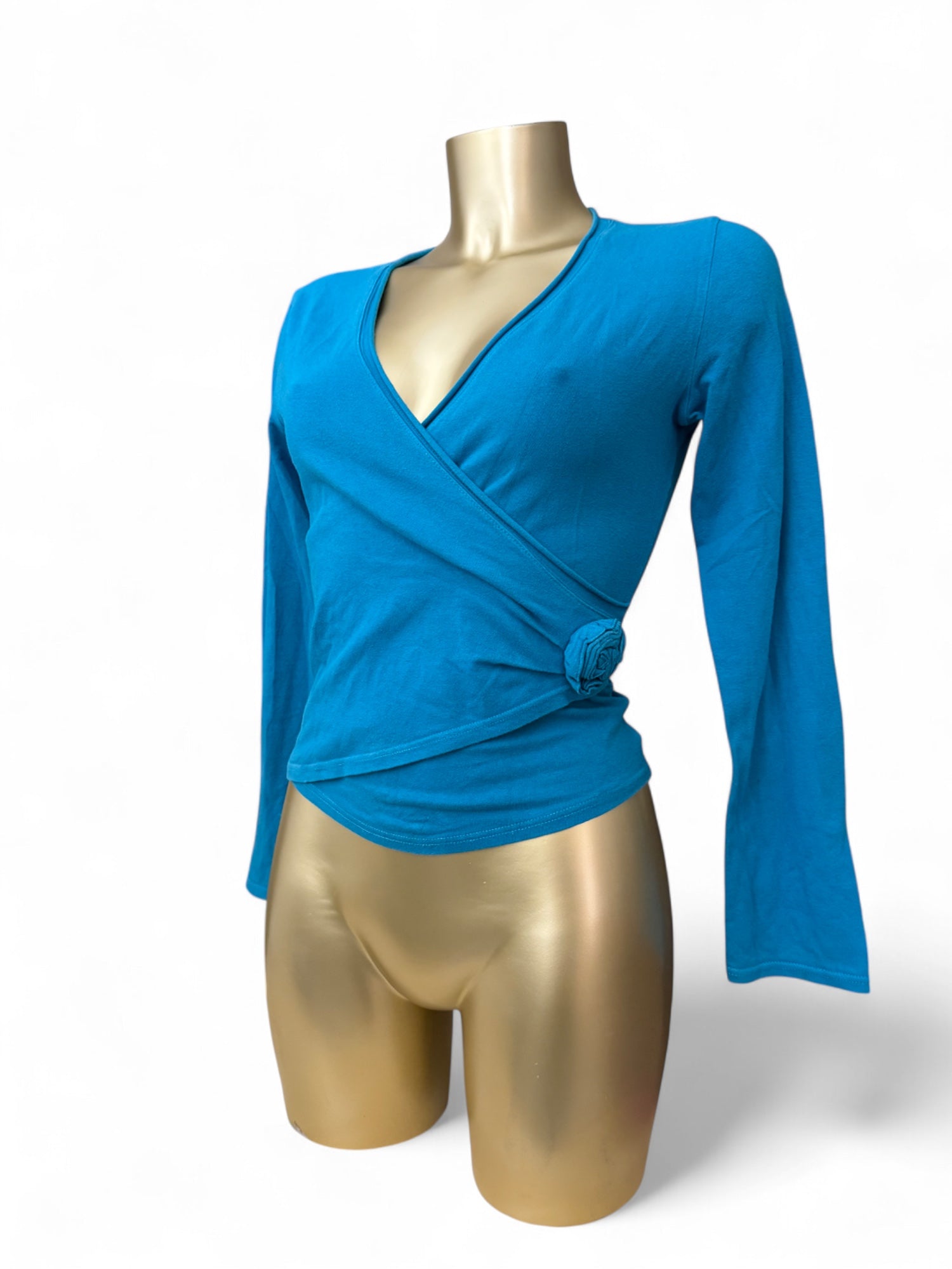 Blue wrap long sleeves top (S/M)