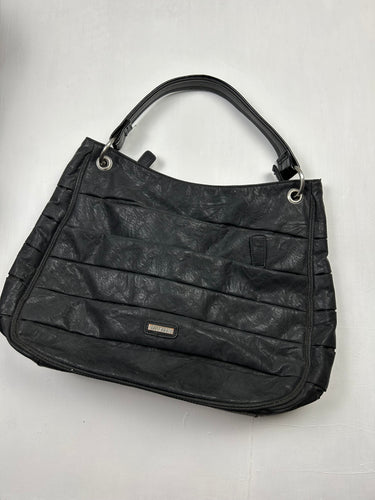 Black medium pvc leather besace shoulder bag