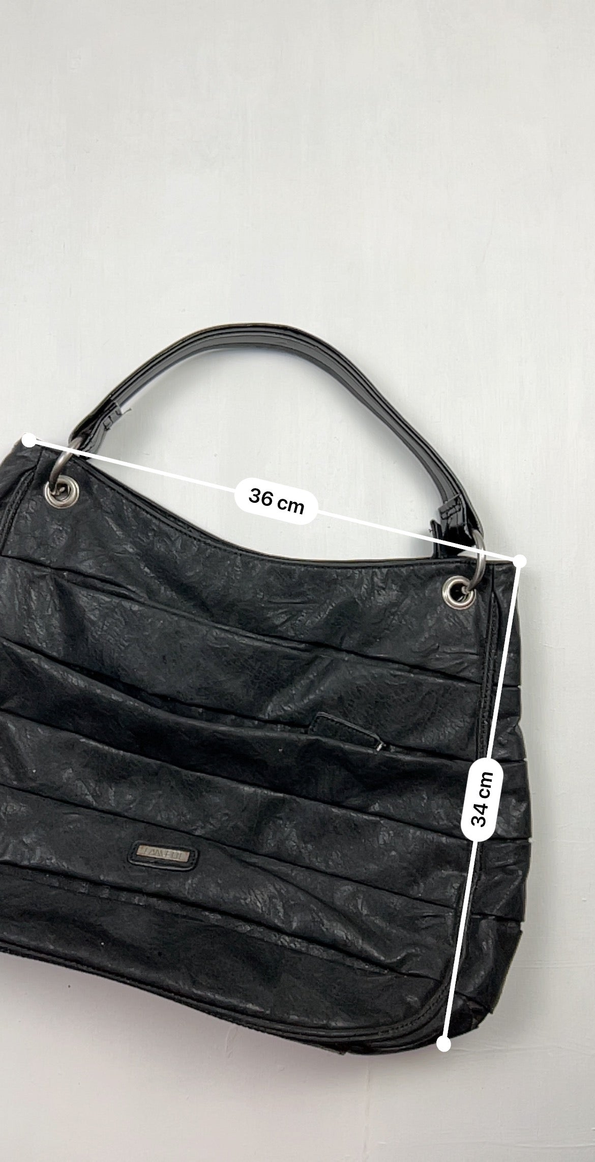 Black medium pvc leather besace shoulder bag