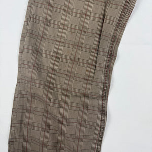 Beige check print low rise straight legs pants (S)