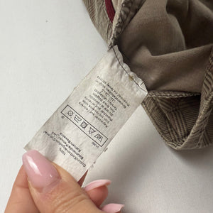 Beige check print low rise straight legs pants (S)