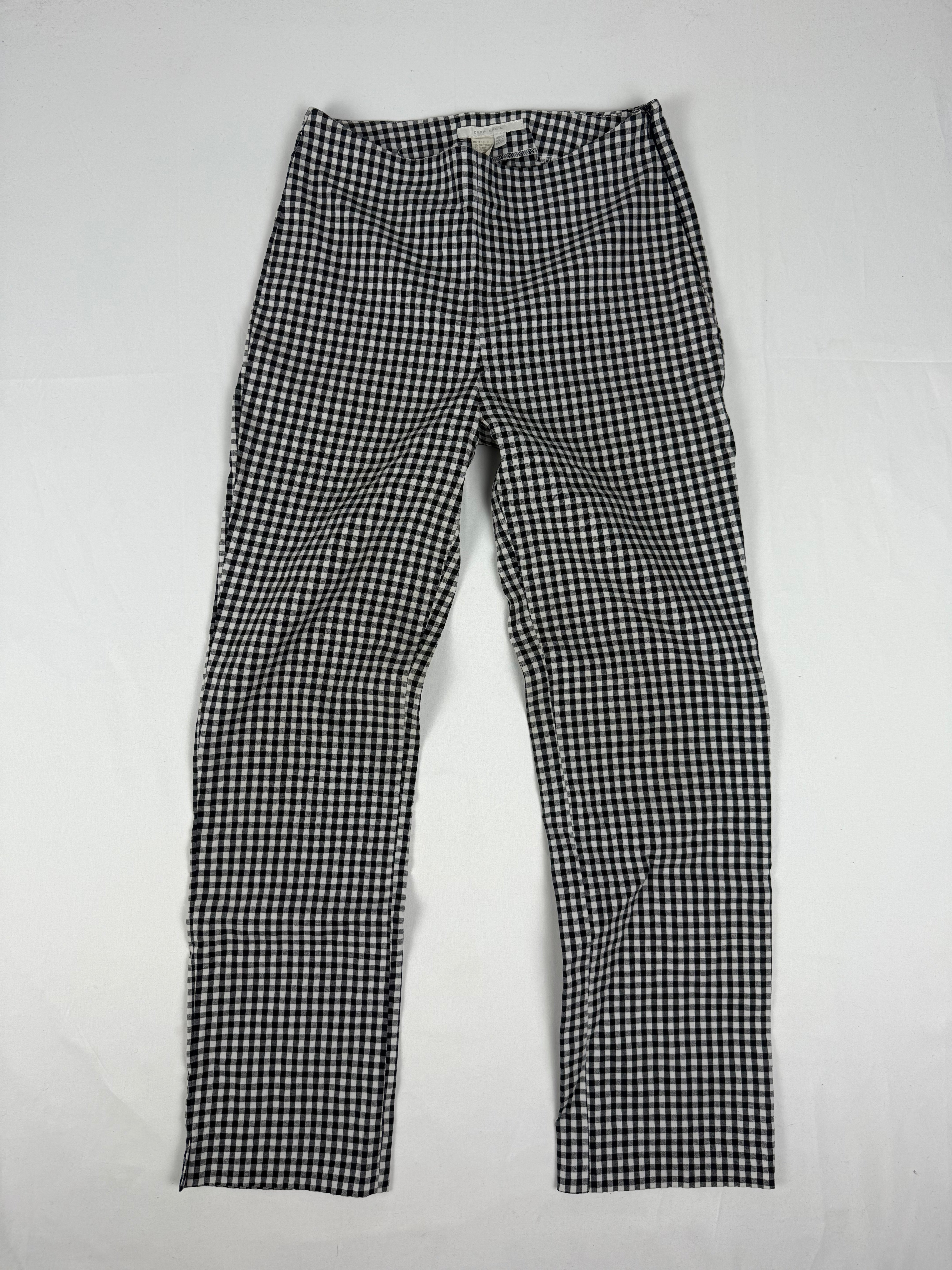 Black low rise check print capri pants (S)