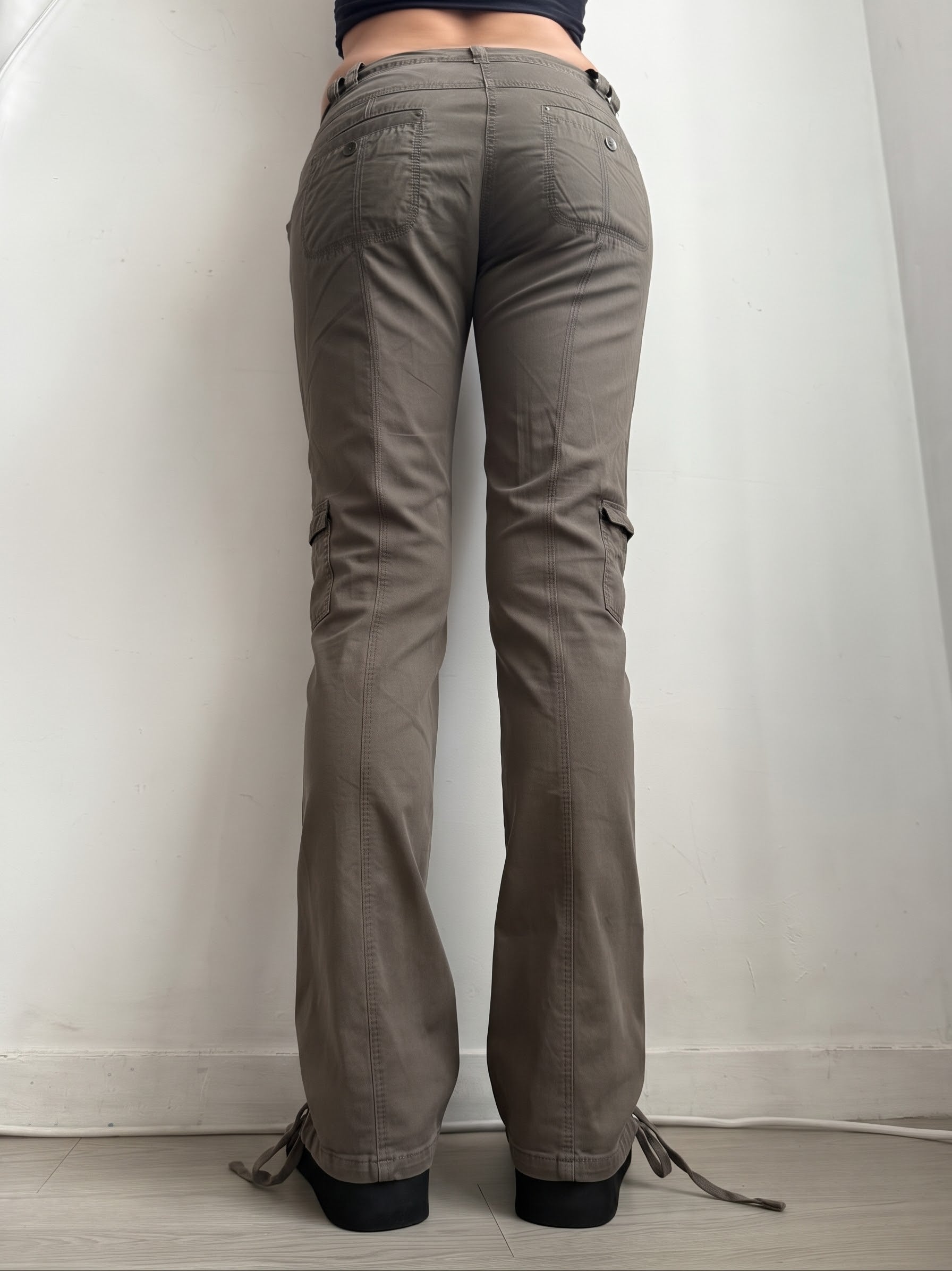 Pantalon droit taille basse en jean noir (XS)