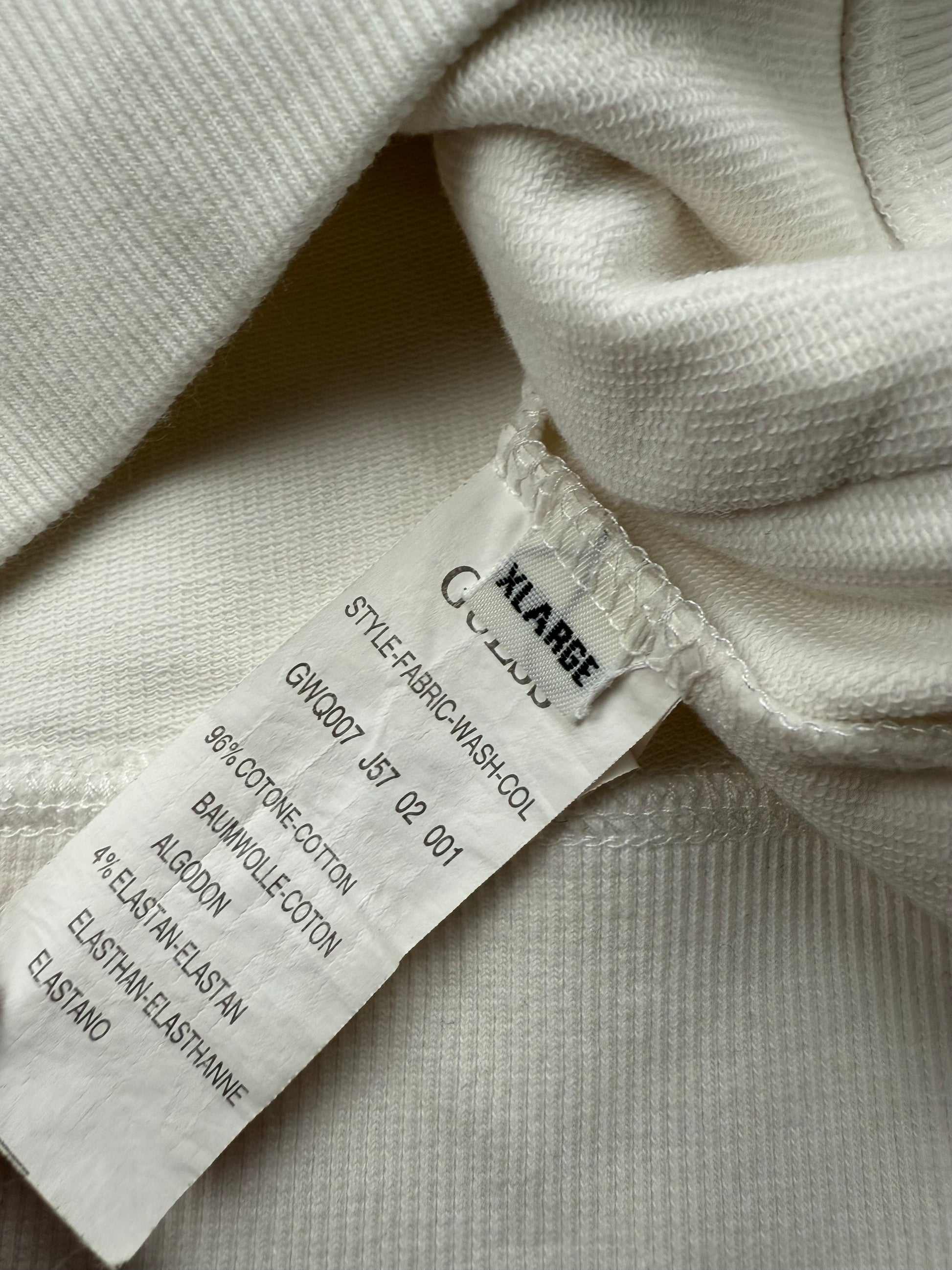 White 100% cotton tie up sweatshirt with pearls logo (XL)