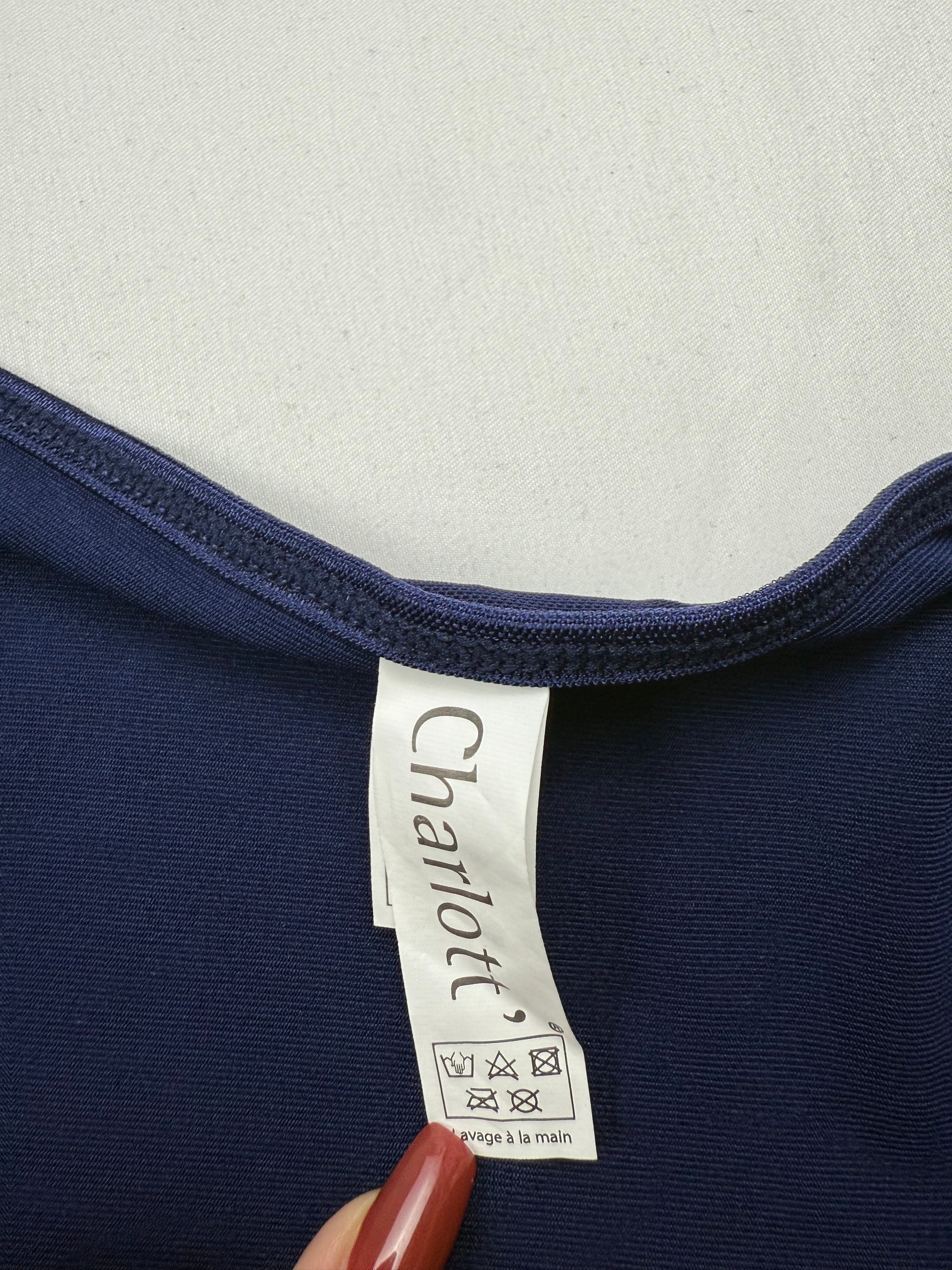 Navy embroidered corset top (S/M)