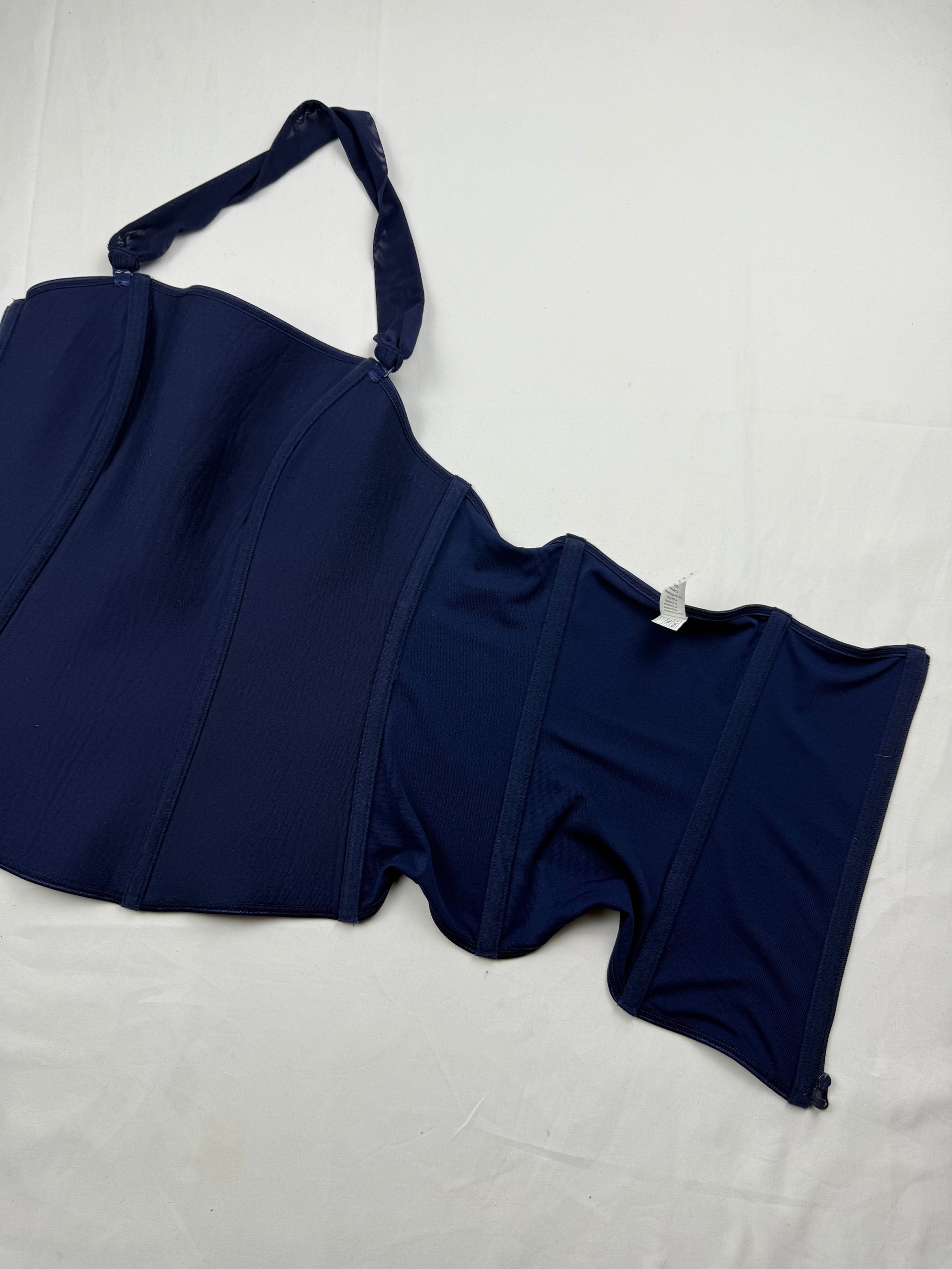 Navy embroidered corset top (S/M)
