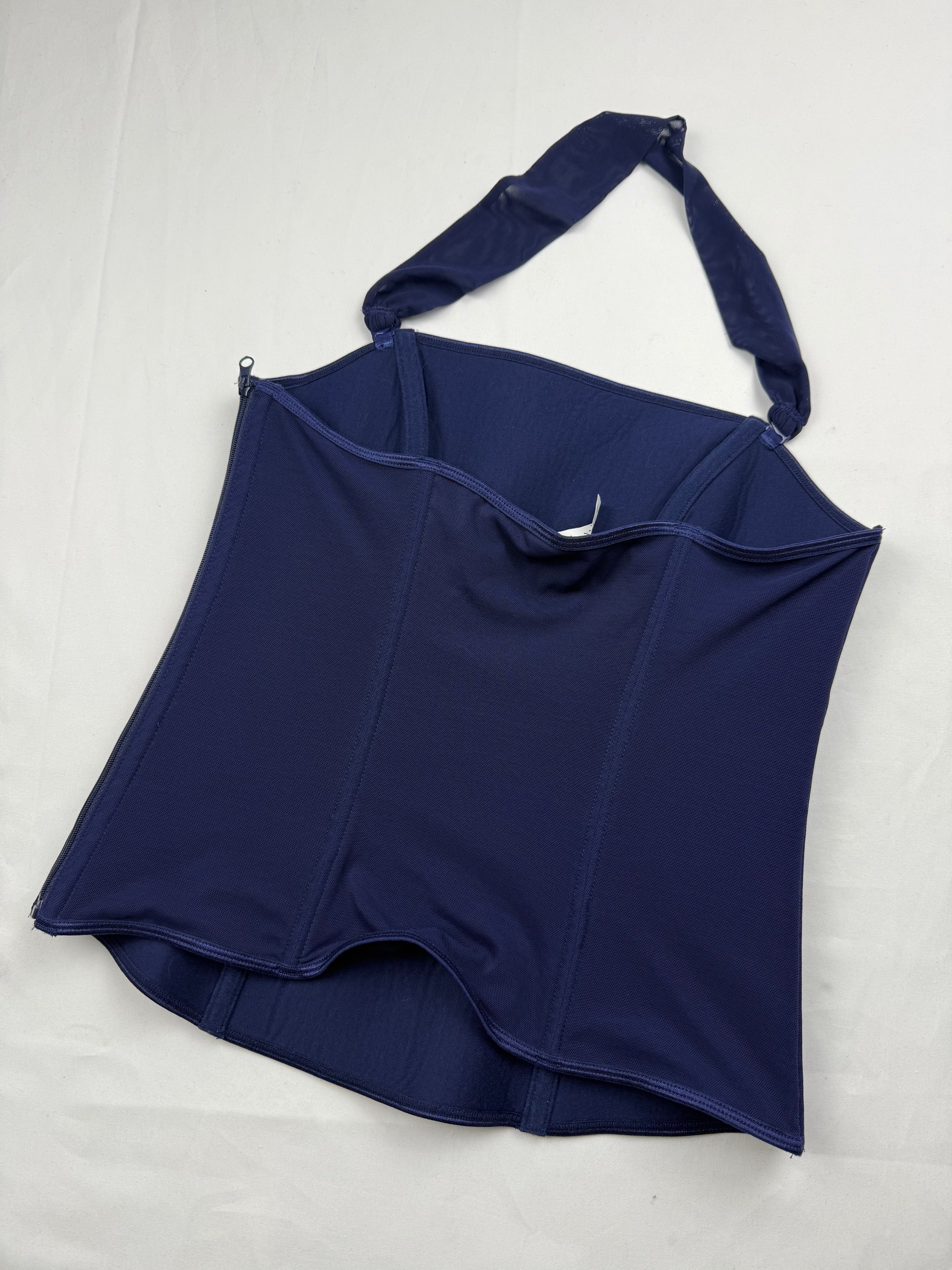 Navy embroidered corset top (S/M)