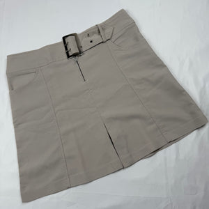 Beige low rise pleated mini skirt with belt (M)