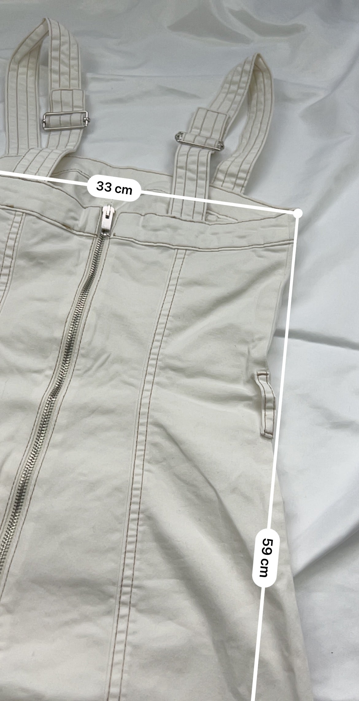 White zip up utility mini dress (XS)