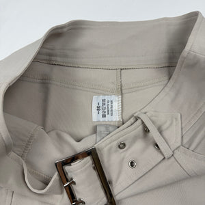 Beige low rise pleated mini skirt with belt (M)