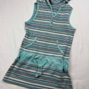 Grey striped 100% cotton sleeveless hooded top (XS)