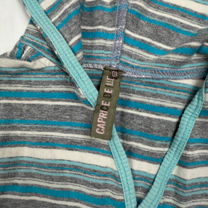 Grey striped 100% cotton sleeveless hooded top (XS)