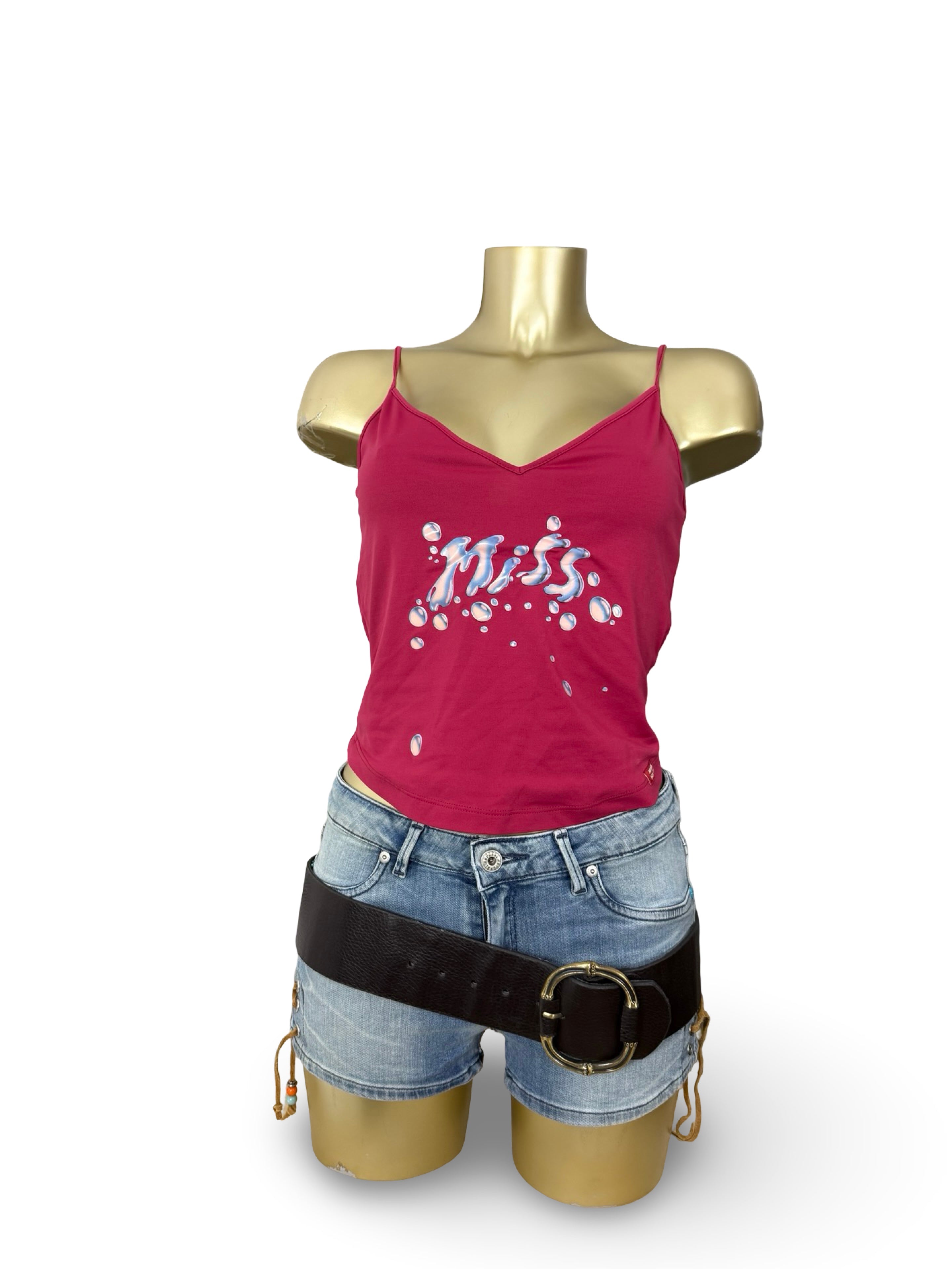 Burgundy graphic lycra cami top (M/L)
