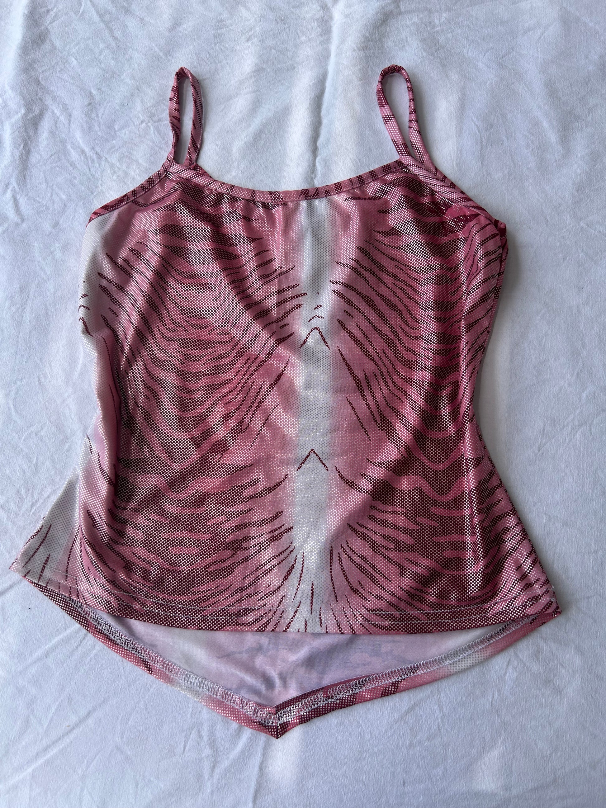 Pink glitters tiger print tight fit cami top (S/M)