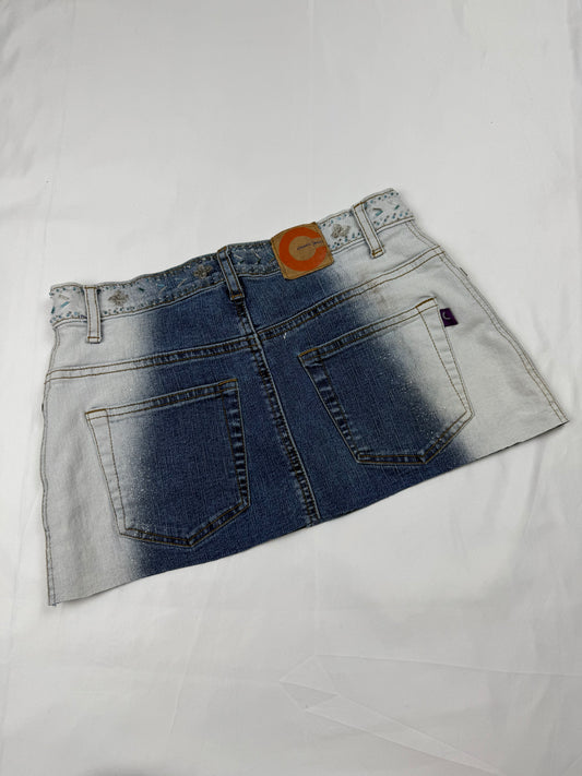 Pearls denim low rise mini skirt (XS)