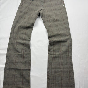 Brown check print low rise denim bootcut pants (M)