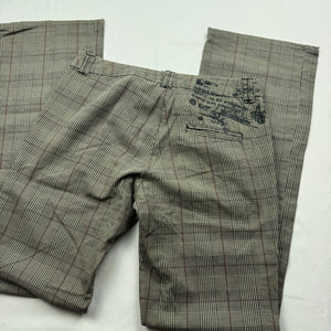 Brown check print low rise denim bootcut pants (M)