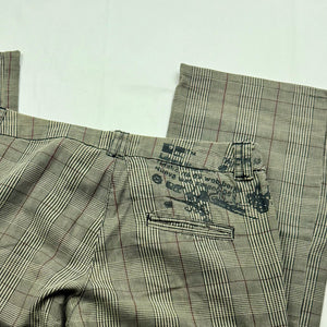 Brown check print low rise denim bootcut pants (M)