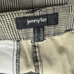 Brown check print low rise denim bootcut pants (M)