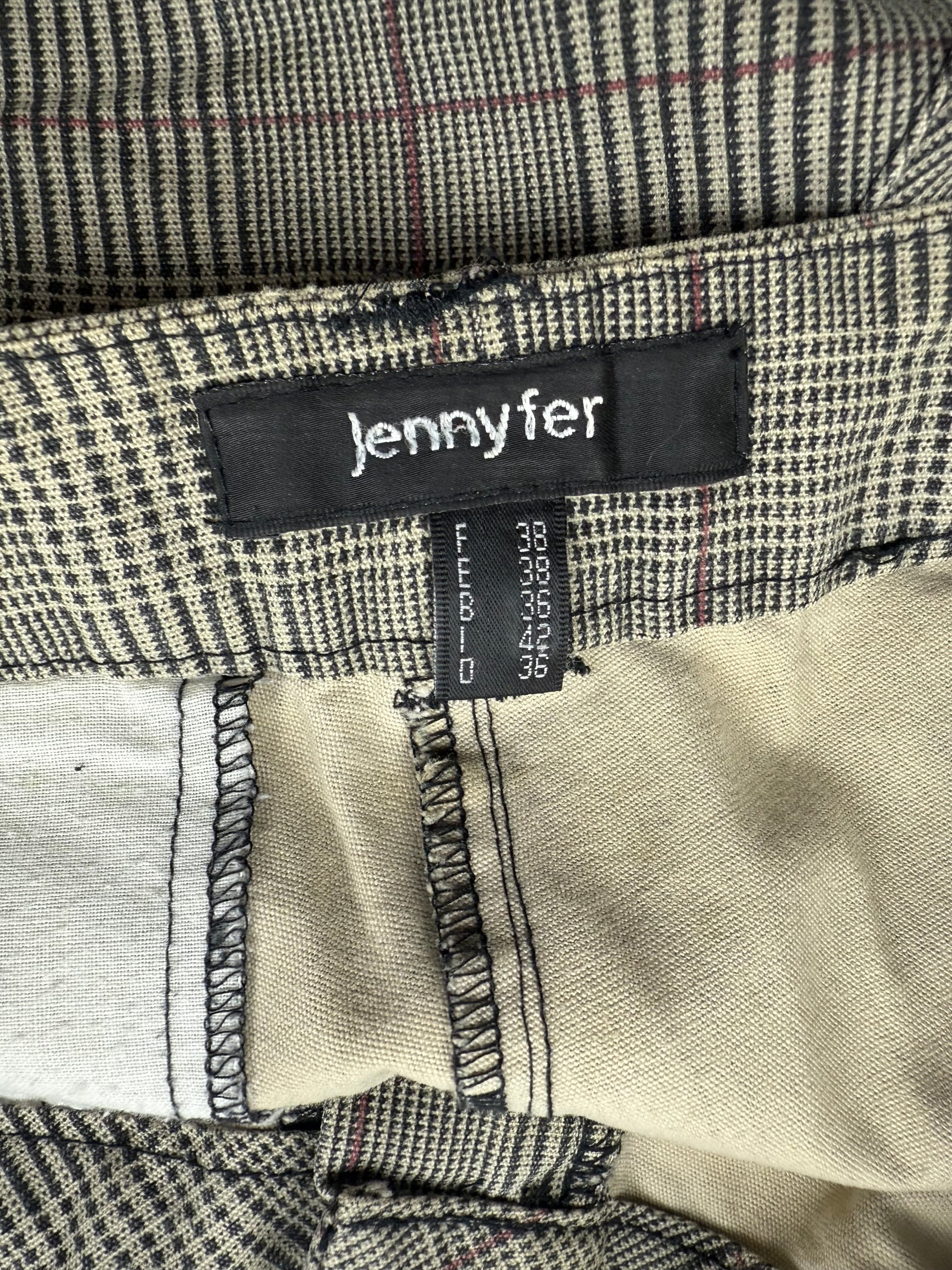 Brown check print low rise denim bootcut pants (M)