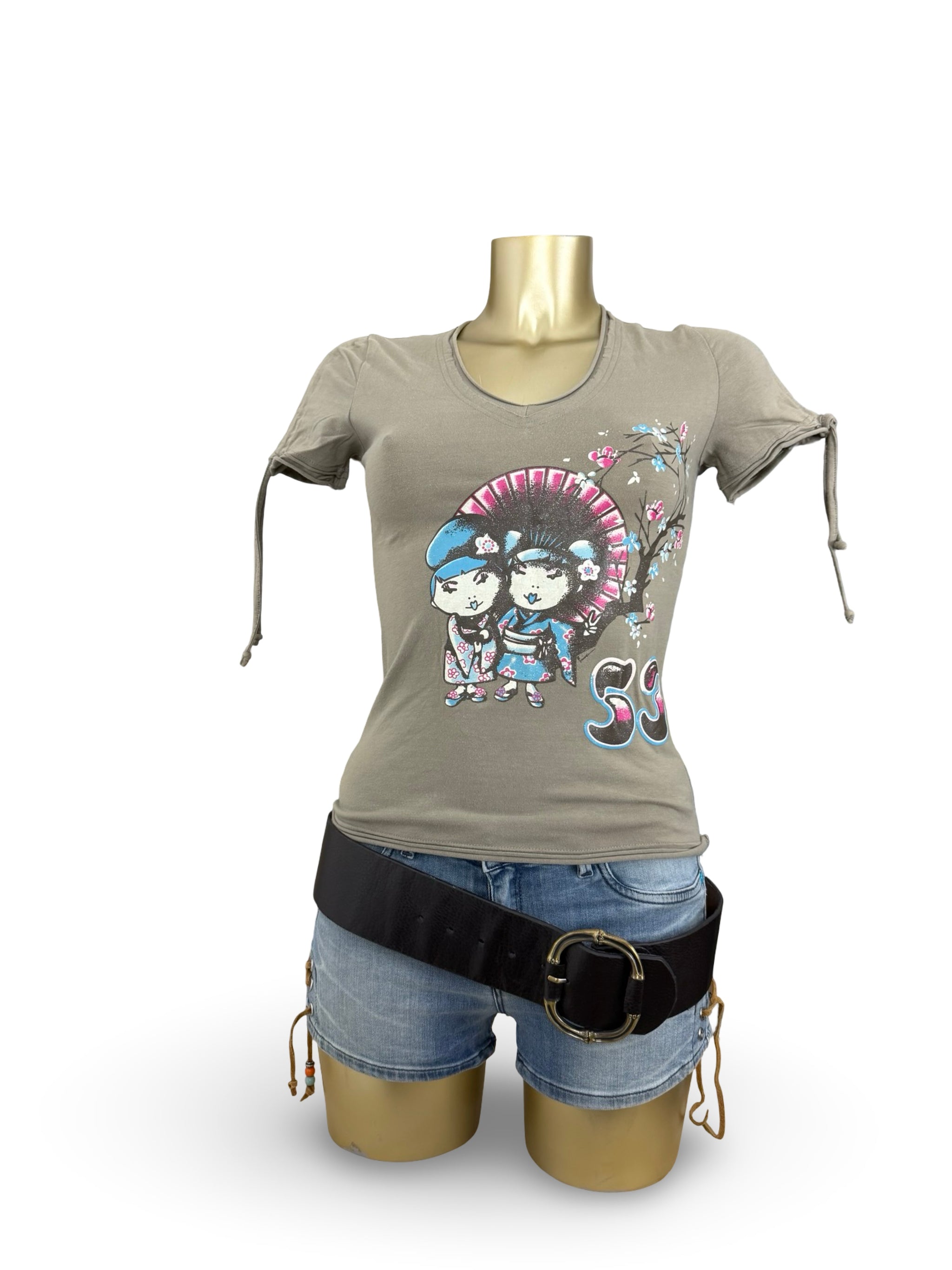 Khaki graphic cotton tee (S/M)