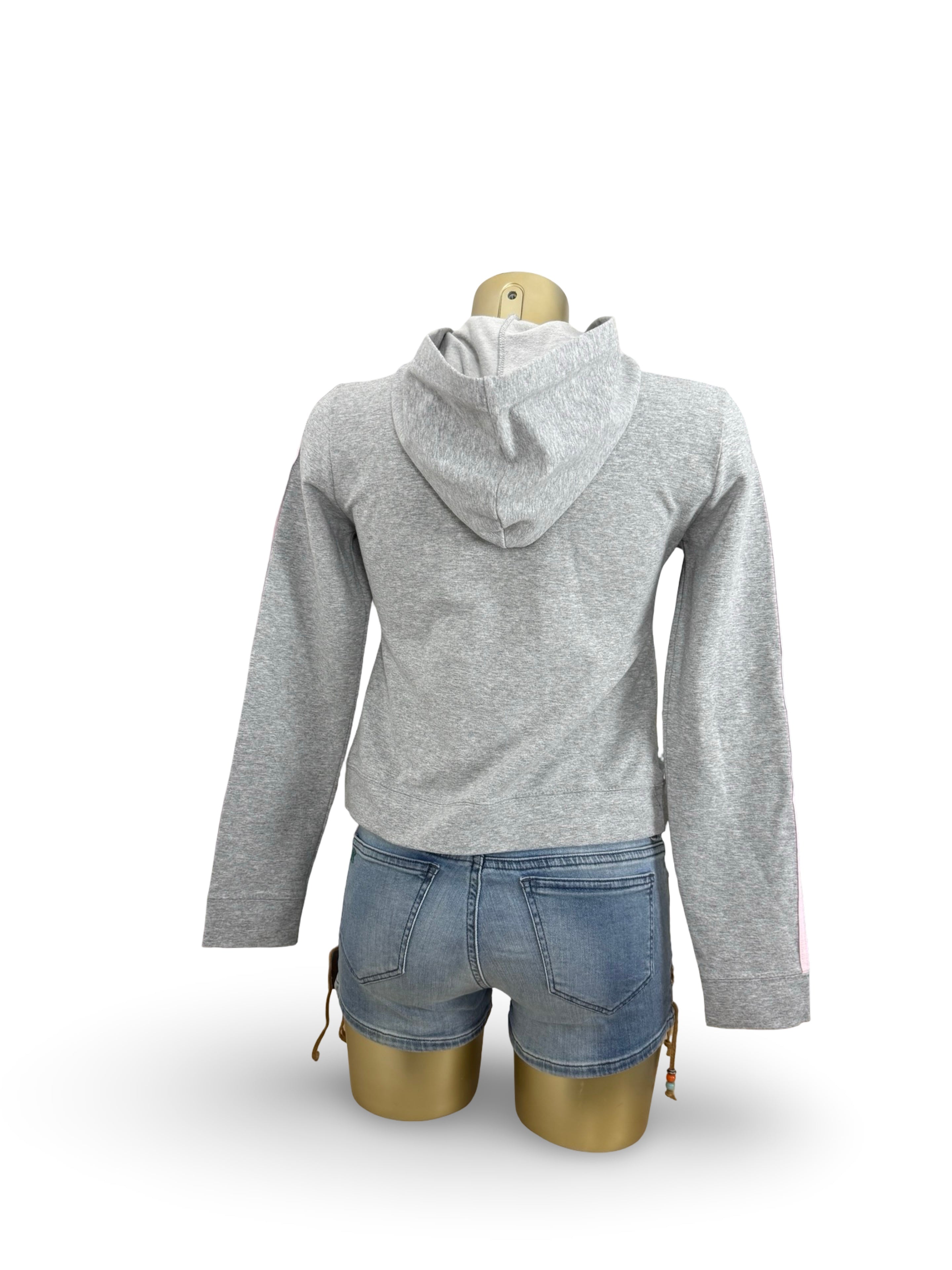 Grey asymmetric zip up cotton hoodie (L)