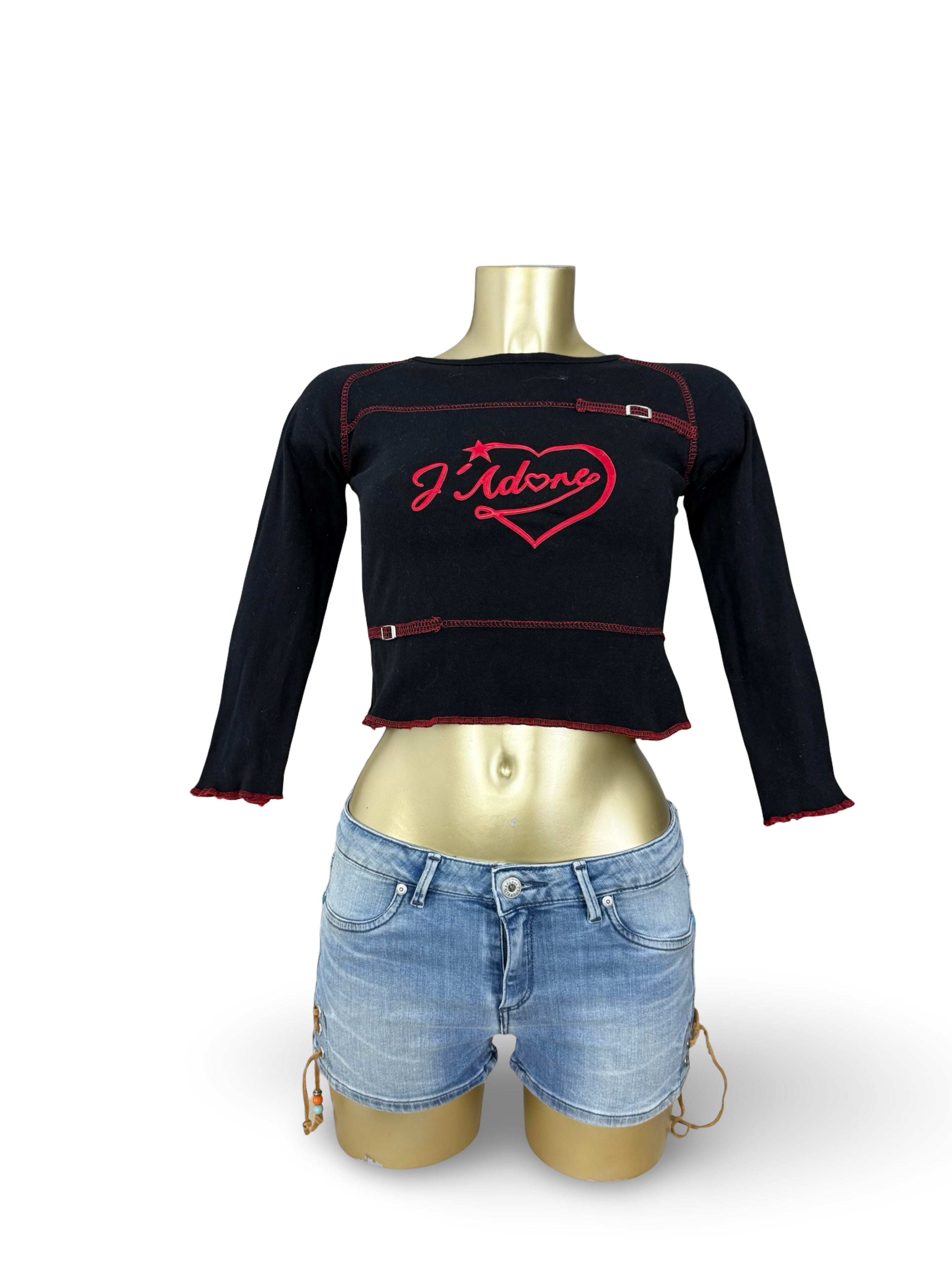 Black graphic long sleeves top (S)