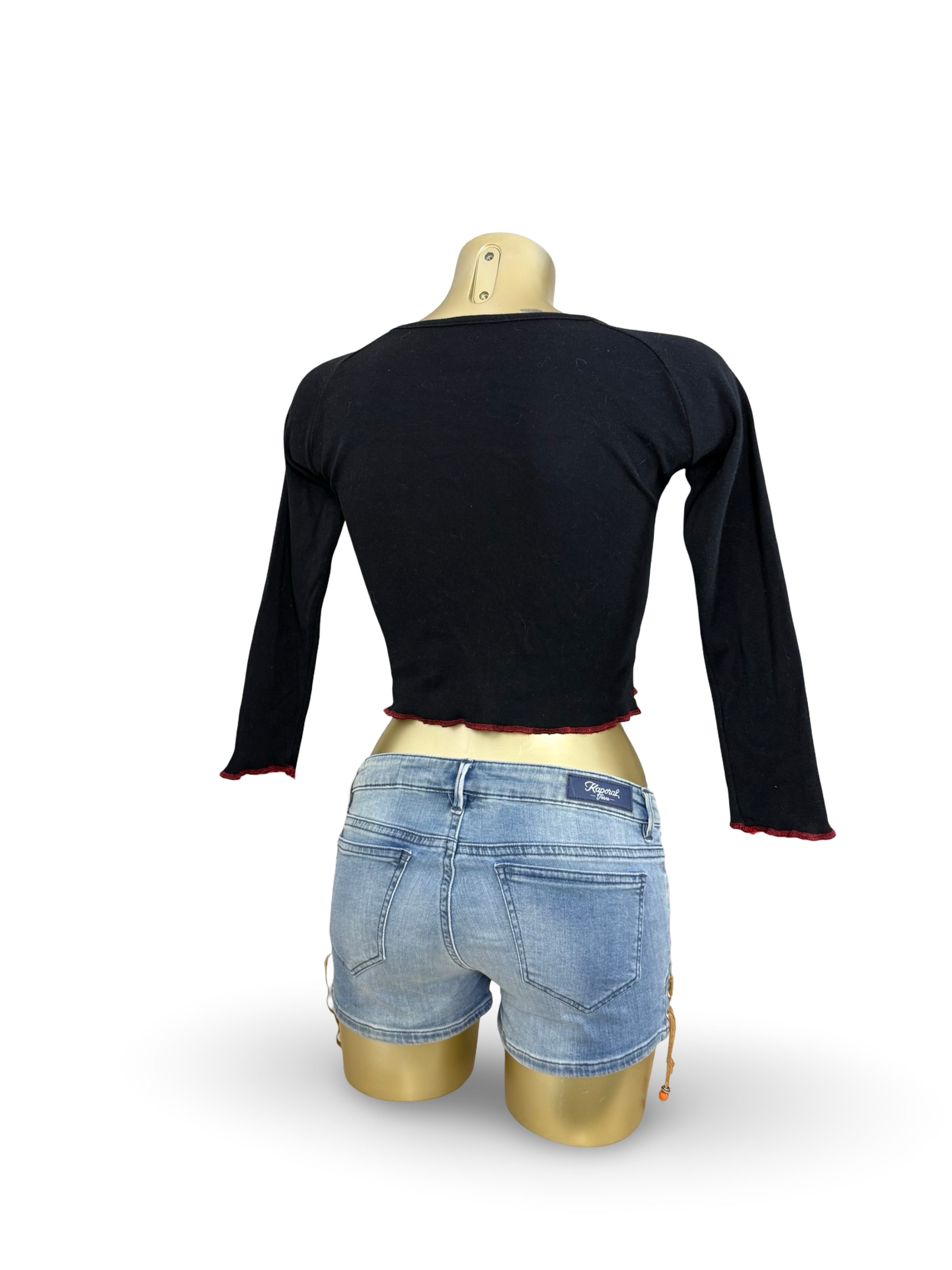 Black graphic long sleeves top (S)
