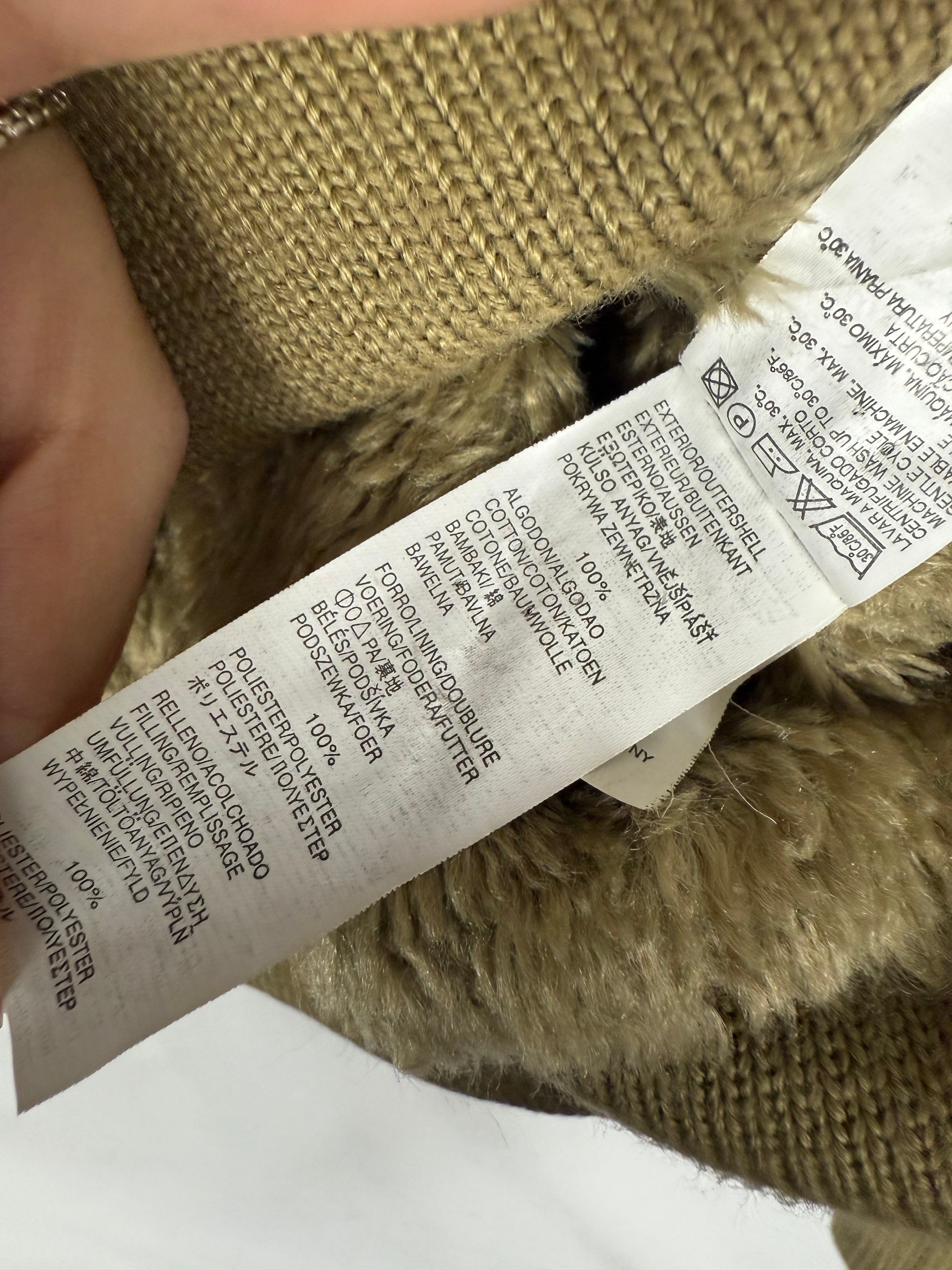 Beige ribbed inside faux fur biker jacket (M)