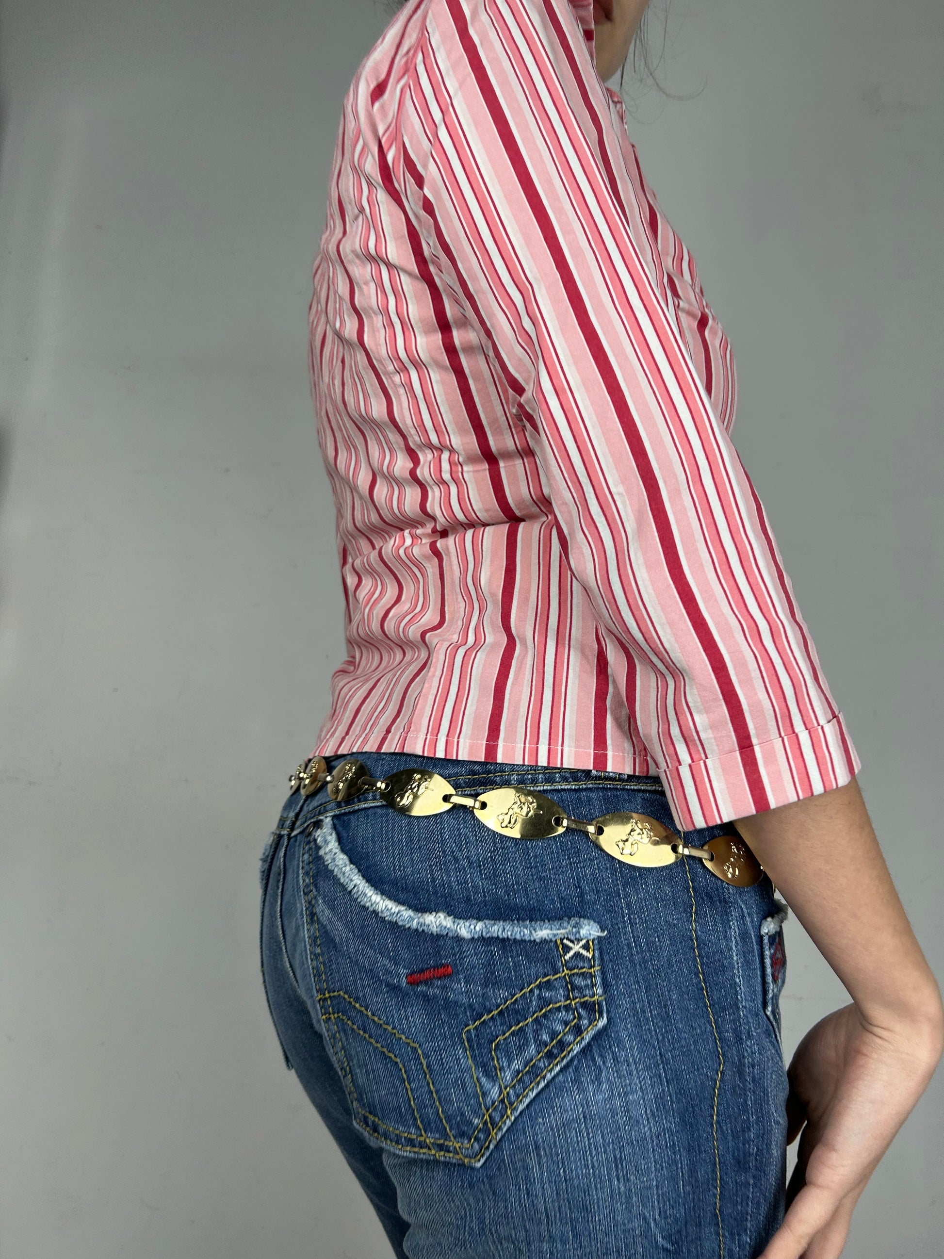 Pink striped long sleeves shirt (S/M)