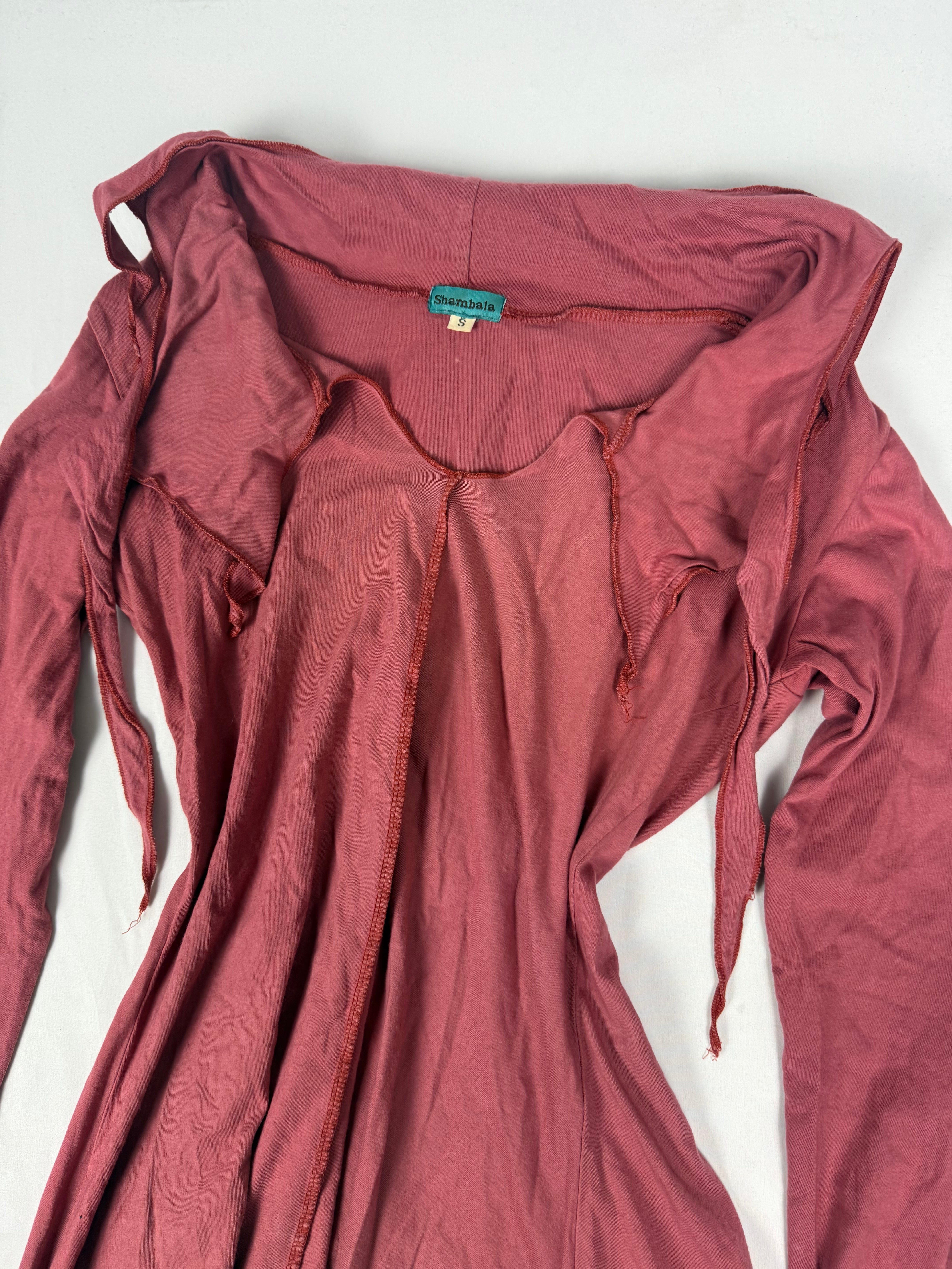 Pink asymmetric long sleeves top (S)