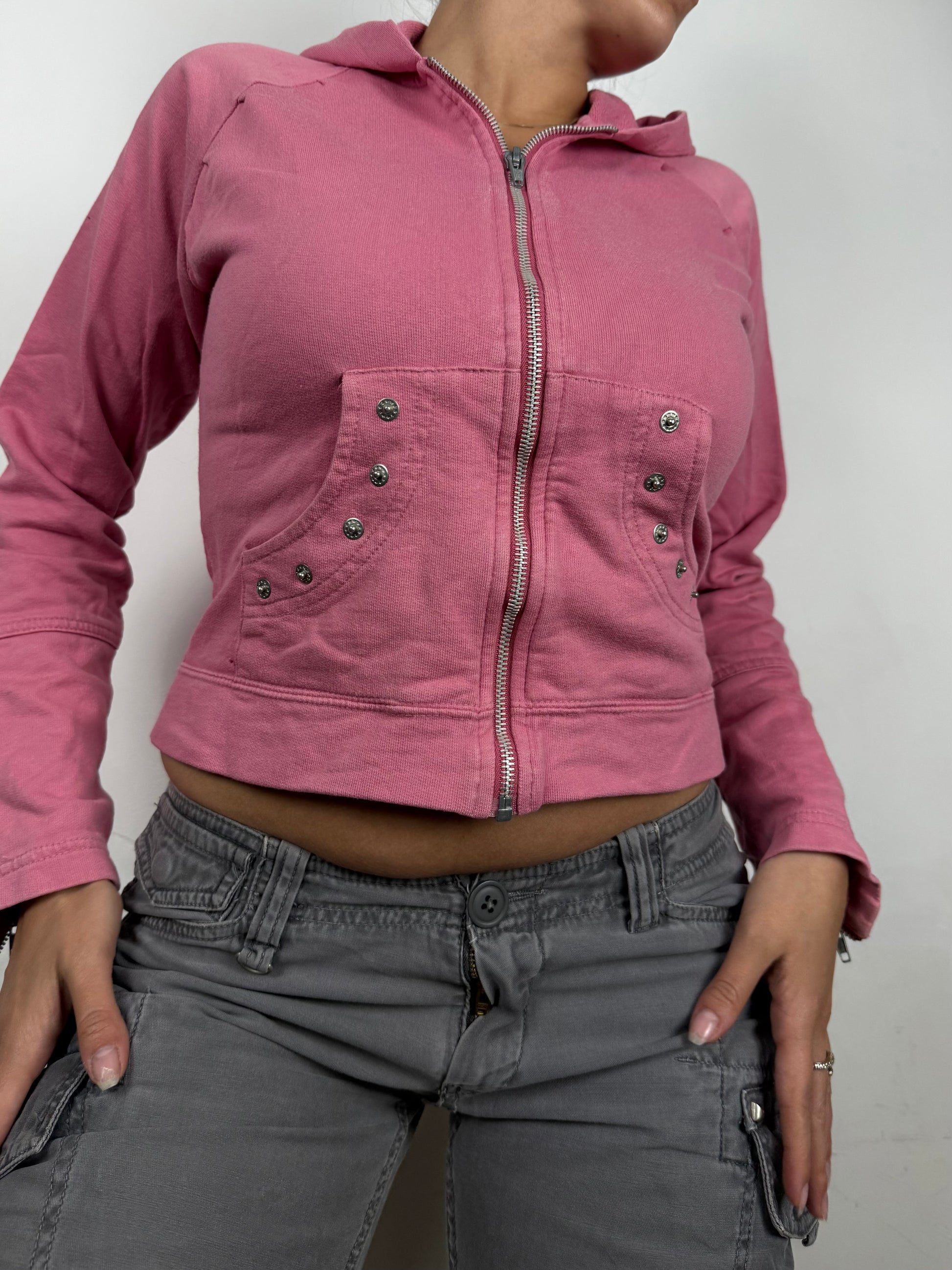 Pink cotton zip up hoodie  (S/M)
