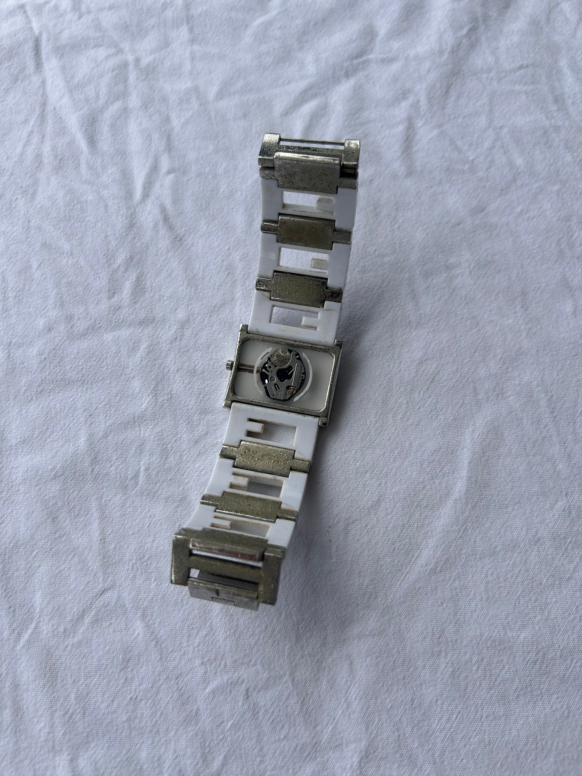 Vintage silver white strass inox bracelet jewelry watch